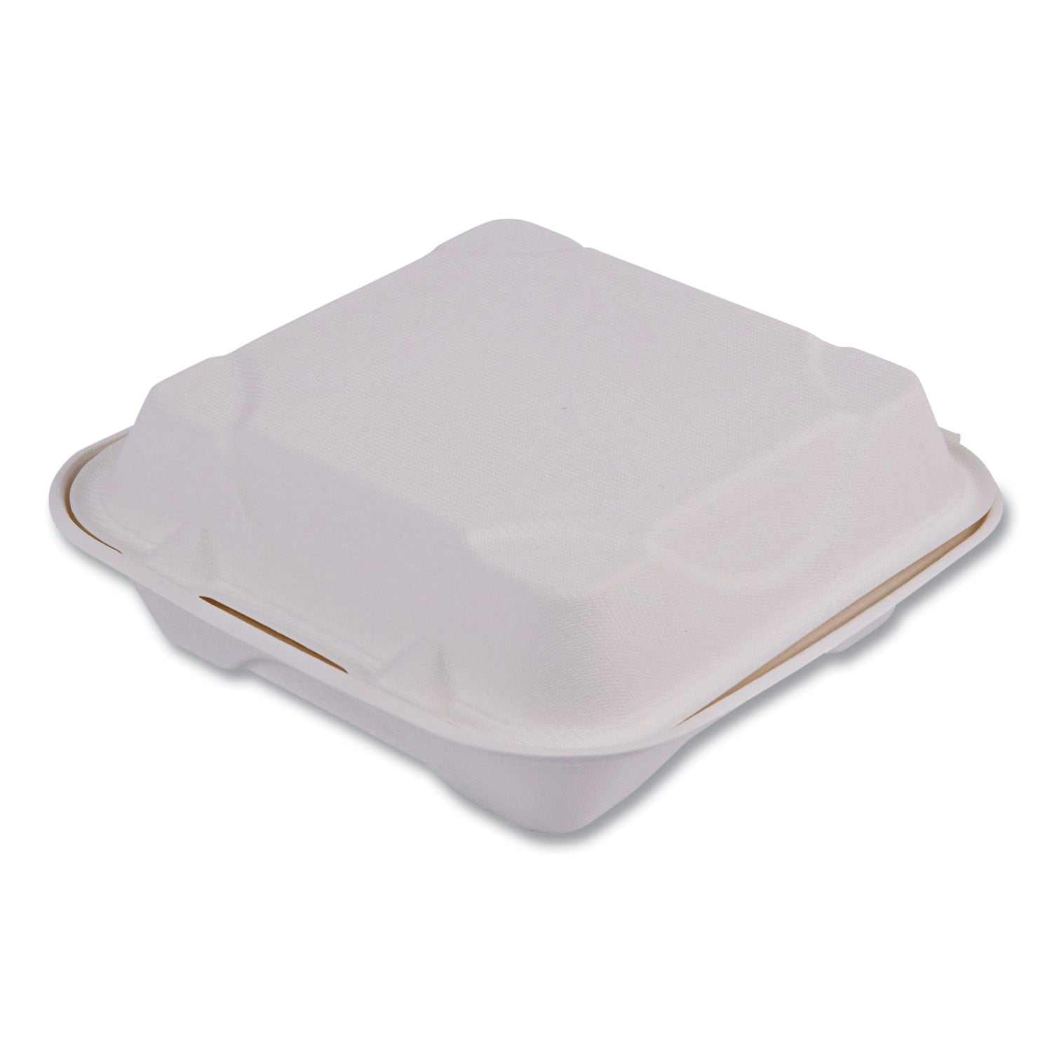 Eco-Products Vanguard Renewable and Compostable Sugarcane Clamshells 8 x 8 x 3 White 200/Carton