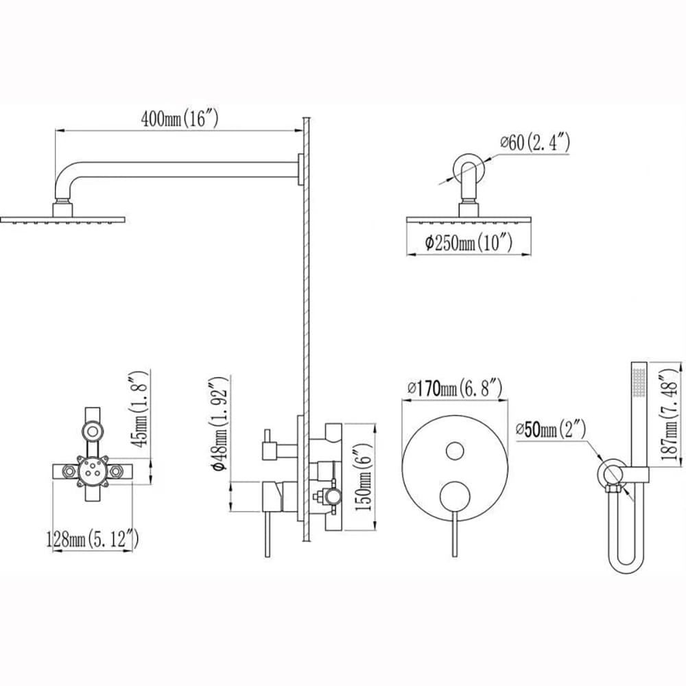 Parrot Uncle RCS81001MB-EG Showerhead-Bar-Panels - View #12