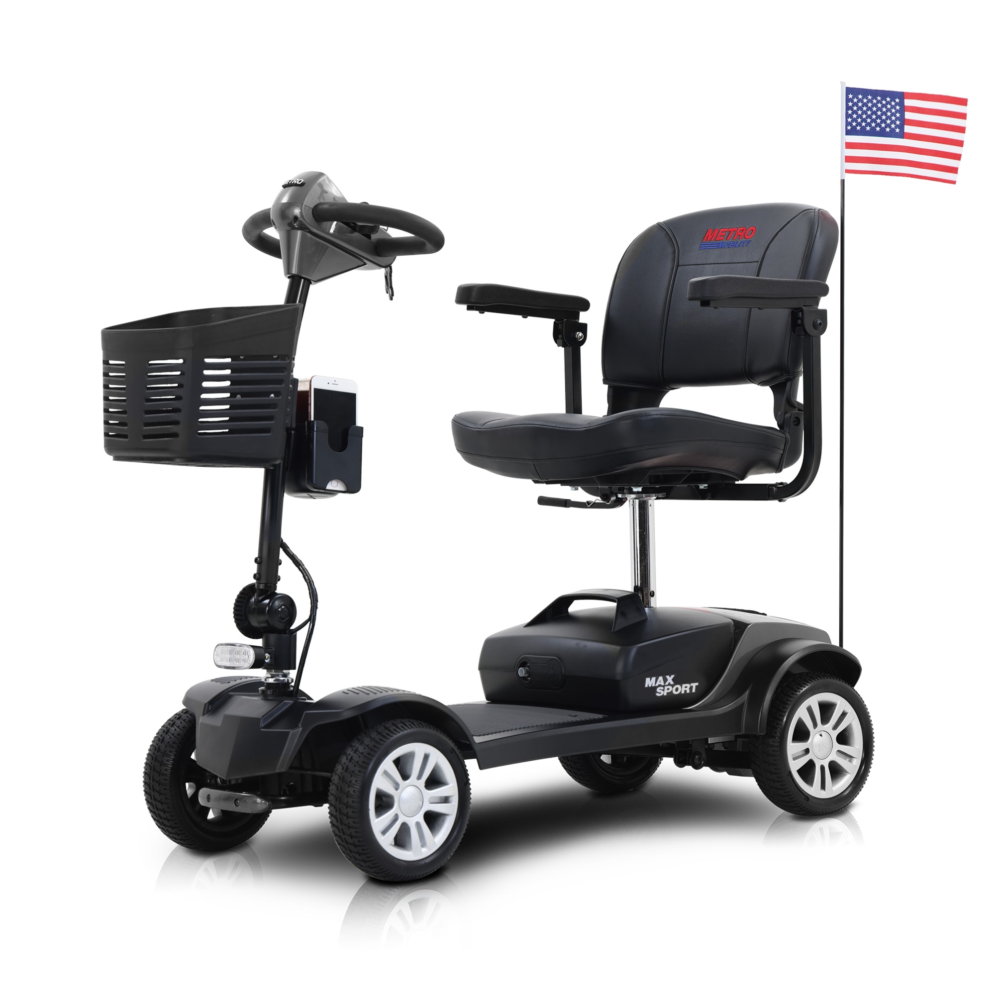 Xspracer ML-MAX0058 Max Sport Gray 4 Wheels Outdoor Compact Mobility Scooter with 2 In 1 Cup and Phone Holder