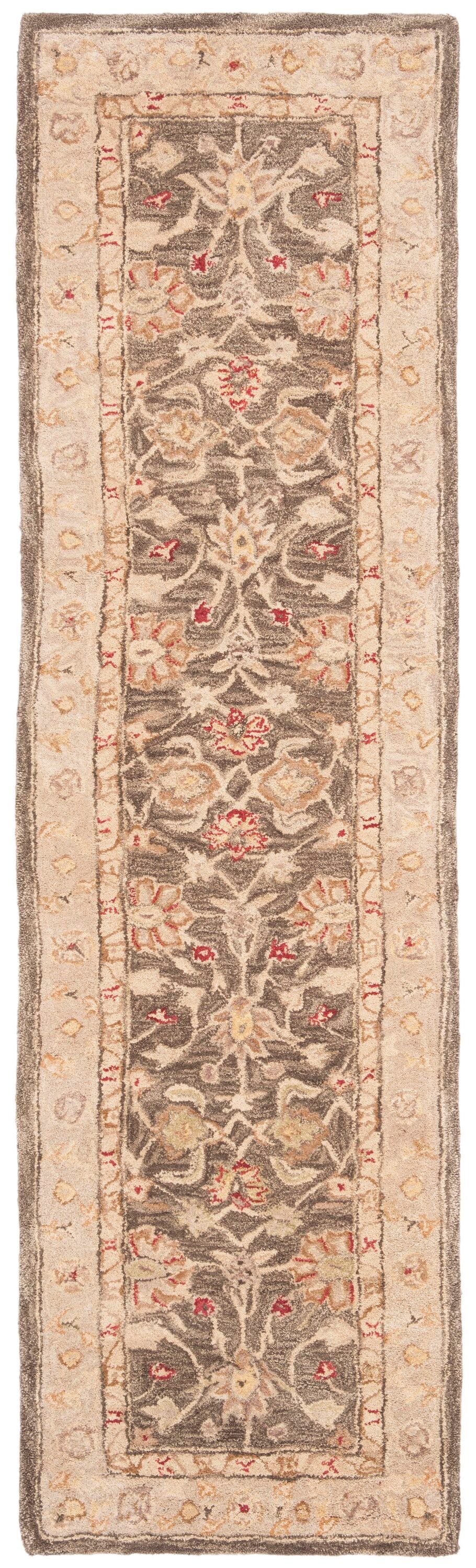 Olive Grey and Beige Hand-Tufted Wool Runner Rug