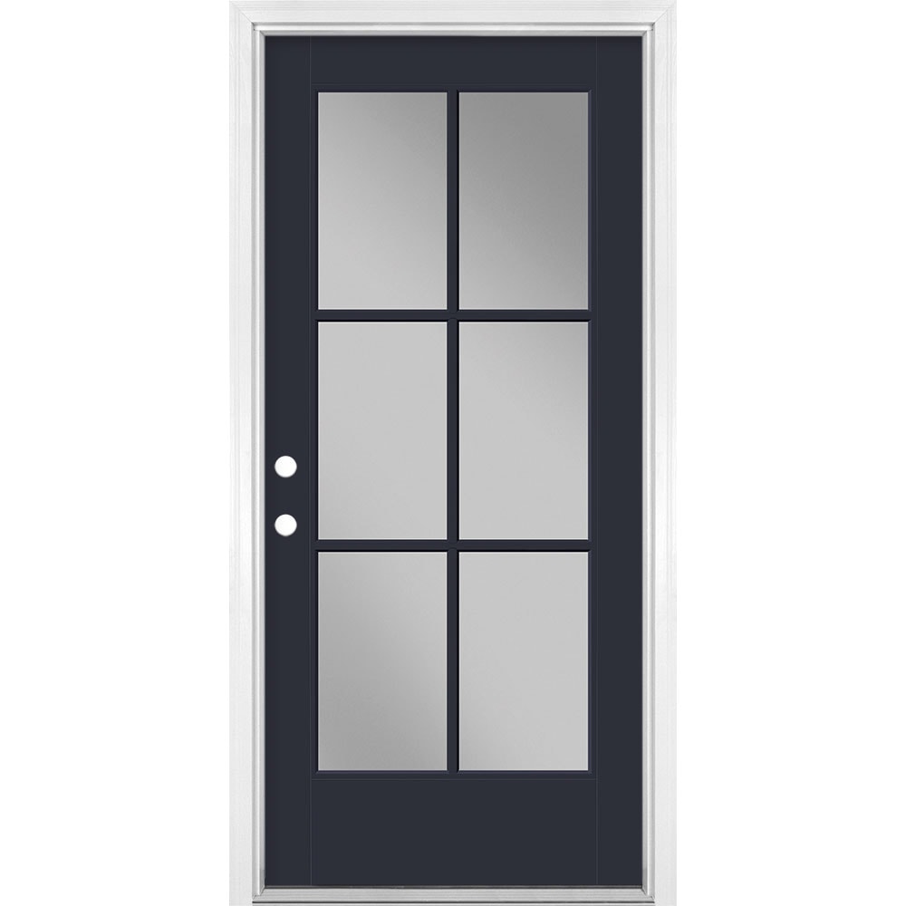 Masonite 1524286 36-in x 80-in x 4-9/16-in Fiberglass Full lite Left-hand inswing Eclipse Painted Prehung Front Door with Brickmould Insulating core