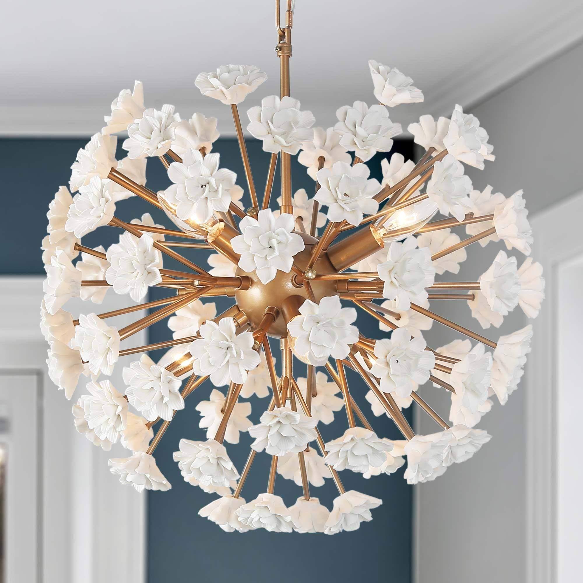 Uolfin AYJNUM-LWS23697-07 6 -Light Matte Gold French country/cottage For Use in Bedrooms, Dining Rooms, Foyers, Kitchens, Living Rooms Chandelier