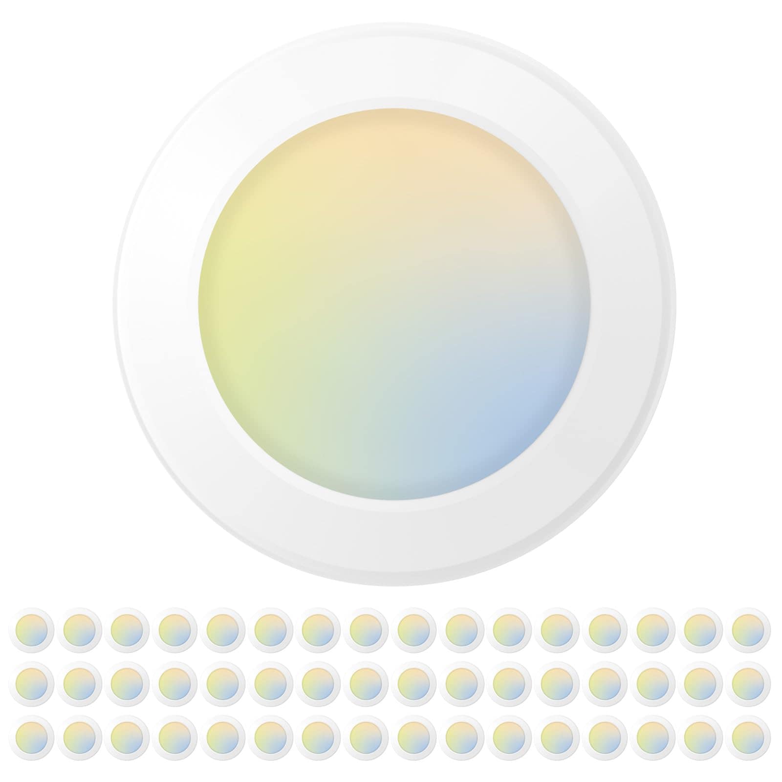 Vrbgify  48 Pack 5 6 Inch LED Disk Lights Dimmable Flush Mount Ceiling Disc Lights 2700K 3000K 4000K 5000K 6000K Selectable 12W Eqv 110W 1050LM