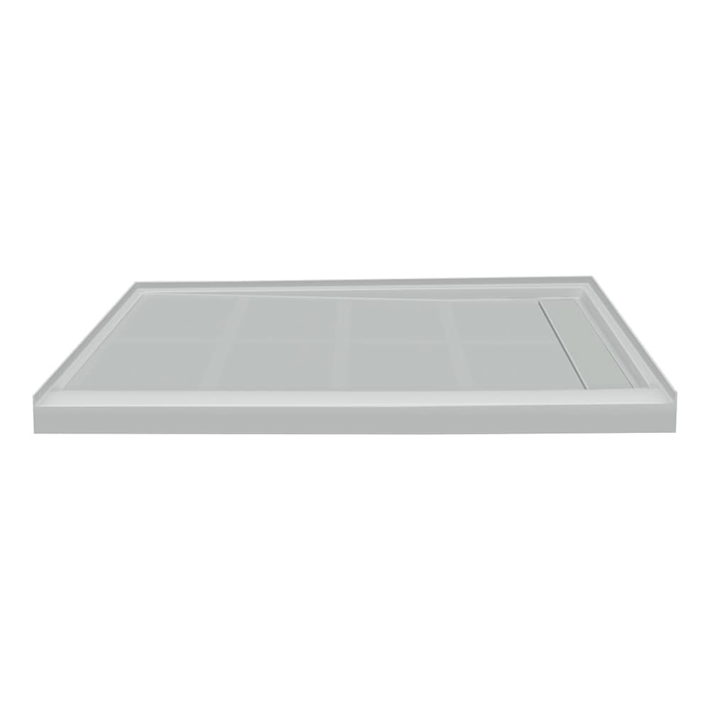 Transolid FL4836R-39 Linear 36-in W x 48-in L x 4-in H Grey Single Threshold Rectangle Shower Pan Base (Right Drain)