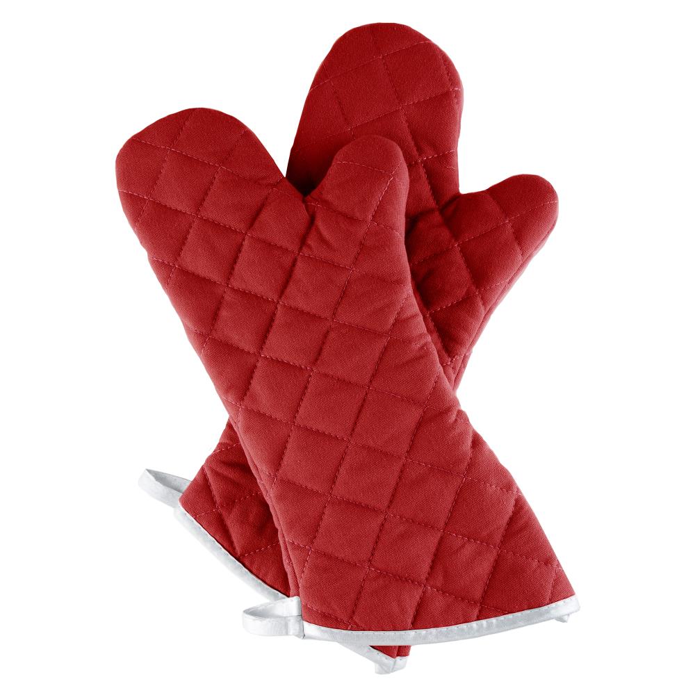 Now Designs Heat Resistant Quilted Oven Mitts Solid Red Set of 2