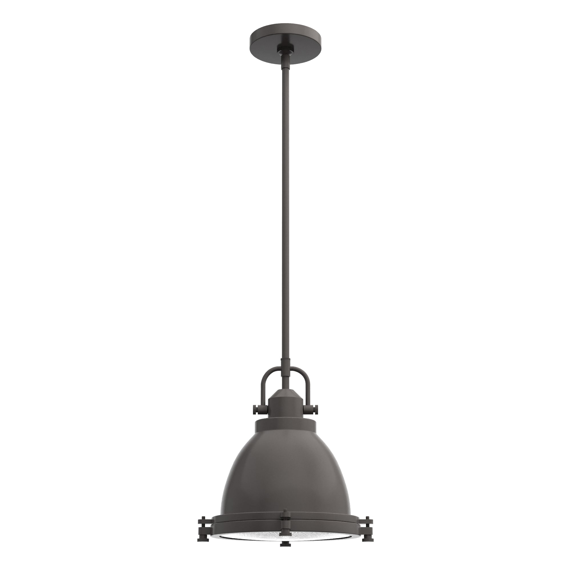Hunter 19106 Bridgemoor 1 -Light Noble Bronze Industrial Ribbed glass Bell Medium Hanging Pendant light