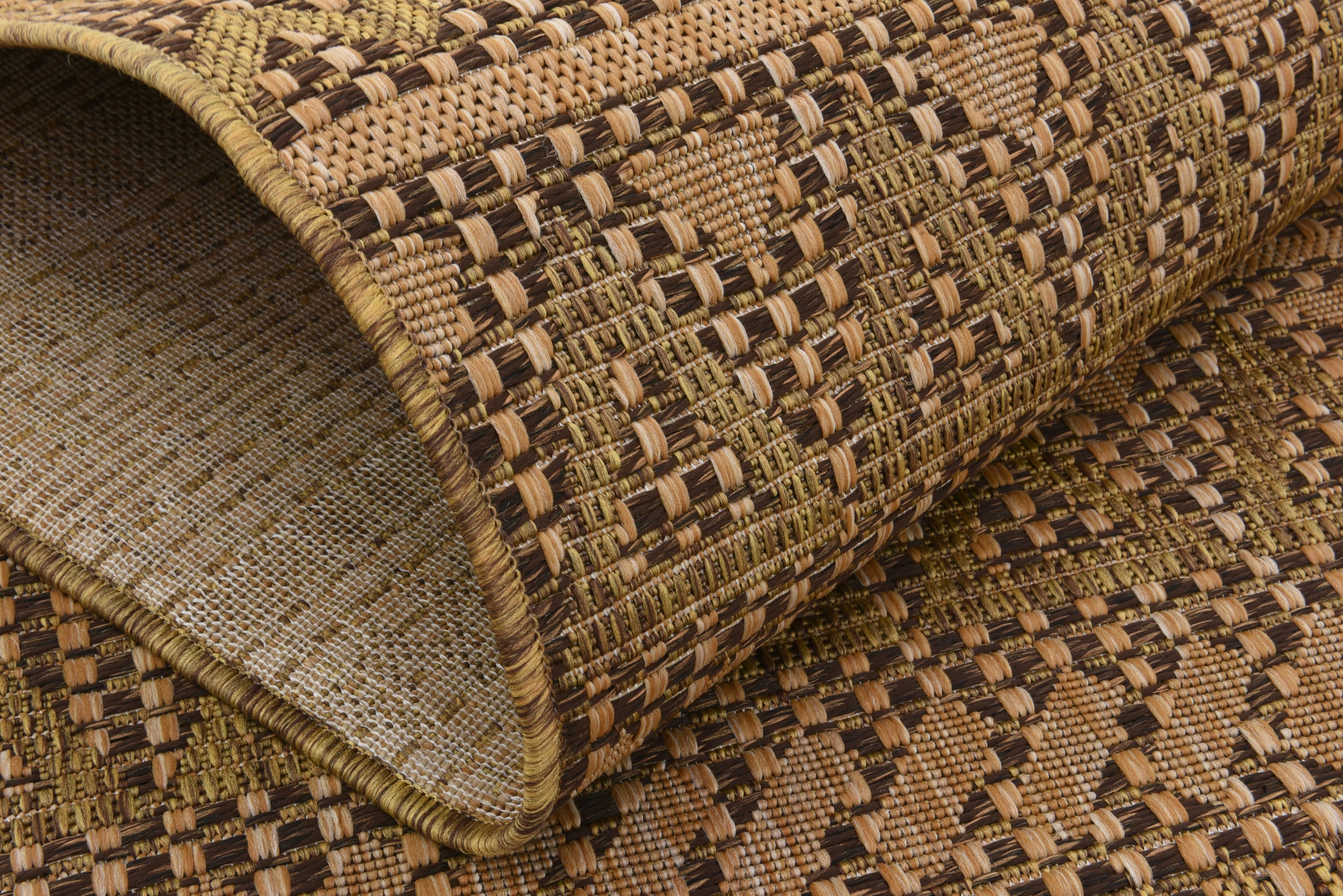 Modern Geometric Outdoor Rug in Light Brown, Stain-Resistant 7'x10'