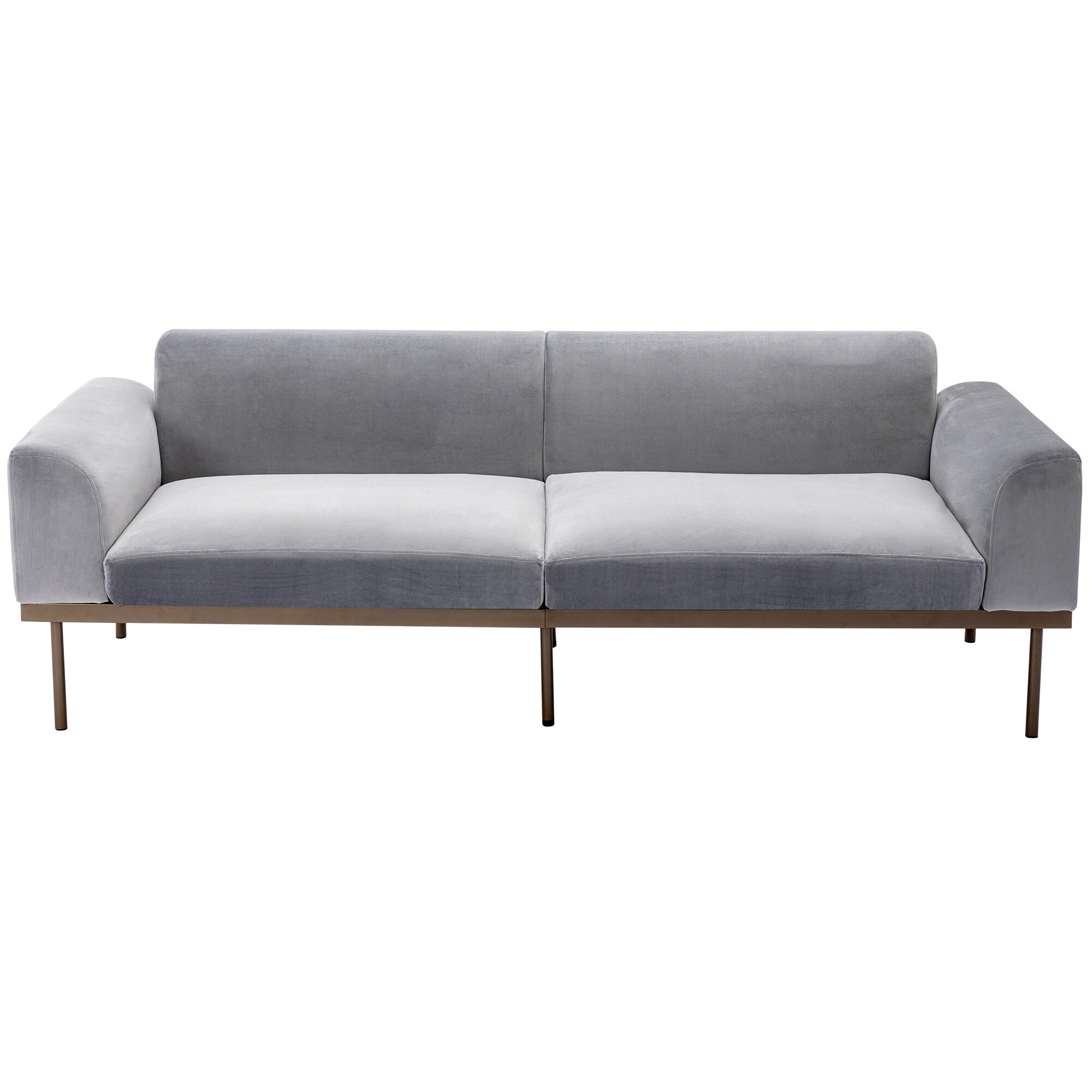 Clihome Pull-Out Sofa-Bed 60-in Modern Light Gray Velvet 3-seater