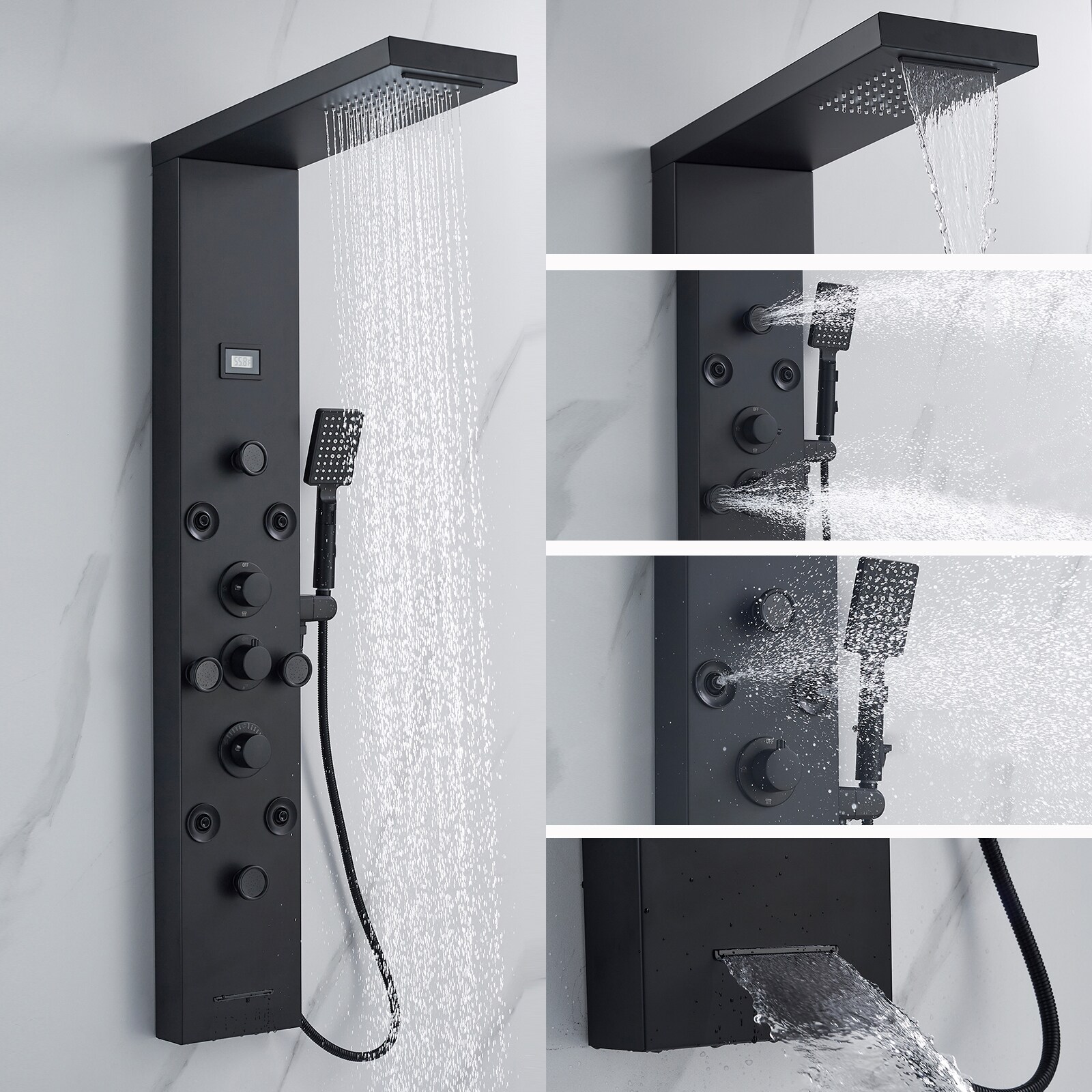 BYH SS-5001-MB Showerhead-Bar-Panels - View #3