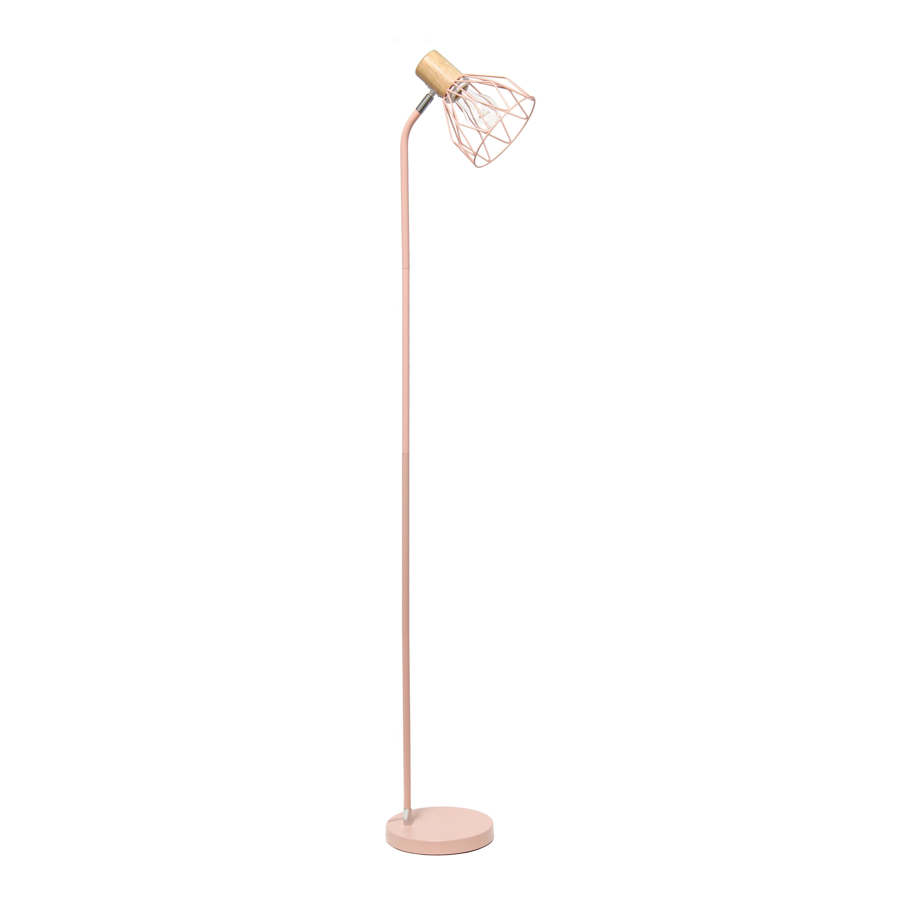 Simple Designs LF2019-LPK Farmhouse Fusion 55.91-in Light Pink Standard Floor Lamp with Metal Shade