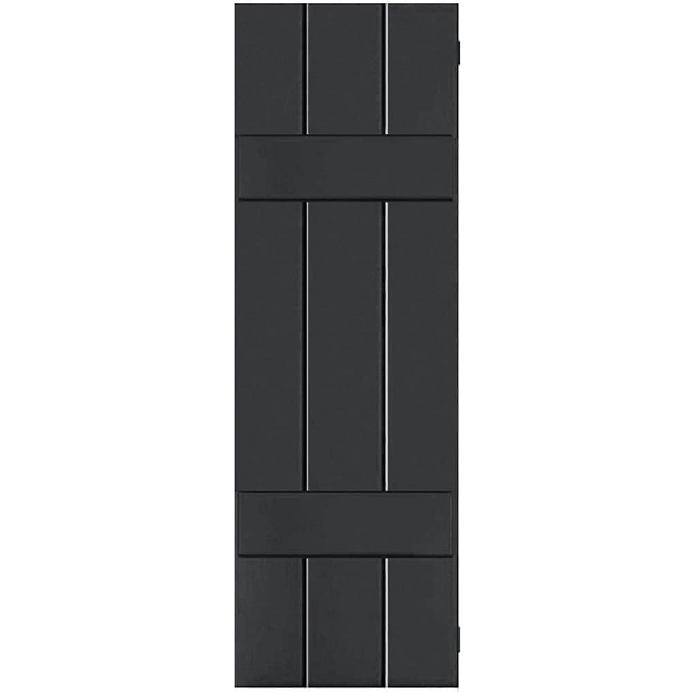 Ekena Millwork RWB12X073BLP 12-in W x 73-in H Black Board and batten Wood Exterior Shutters ( 2 -Pack )