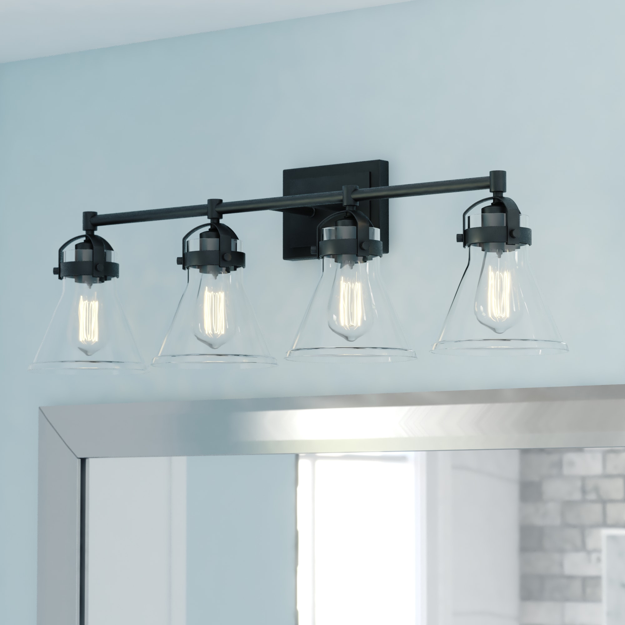 Cascadia W0413 Mason 32.5-in 4 -Light Matte Gray Farmhouse Vanity light