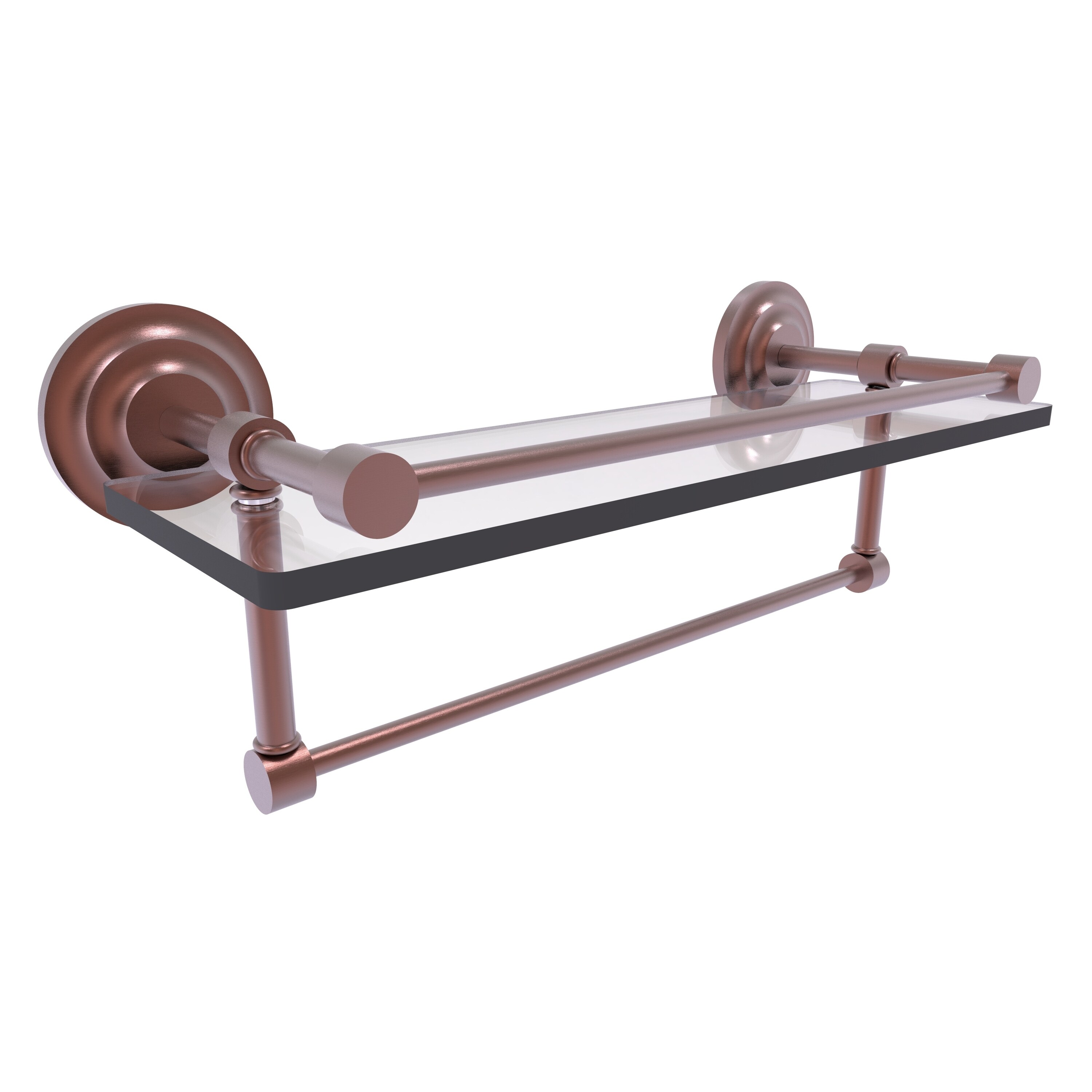 Allied Brass QN-1TB/16-GAL-CA Que New Antique Copper Wall mount Bathroom Shelf ( 16-in x 5-in x 5-in )