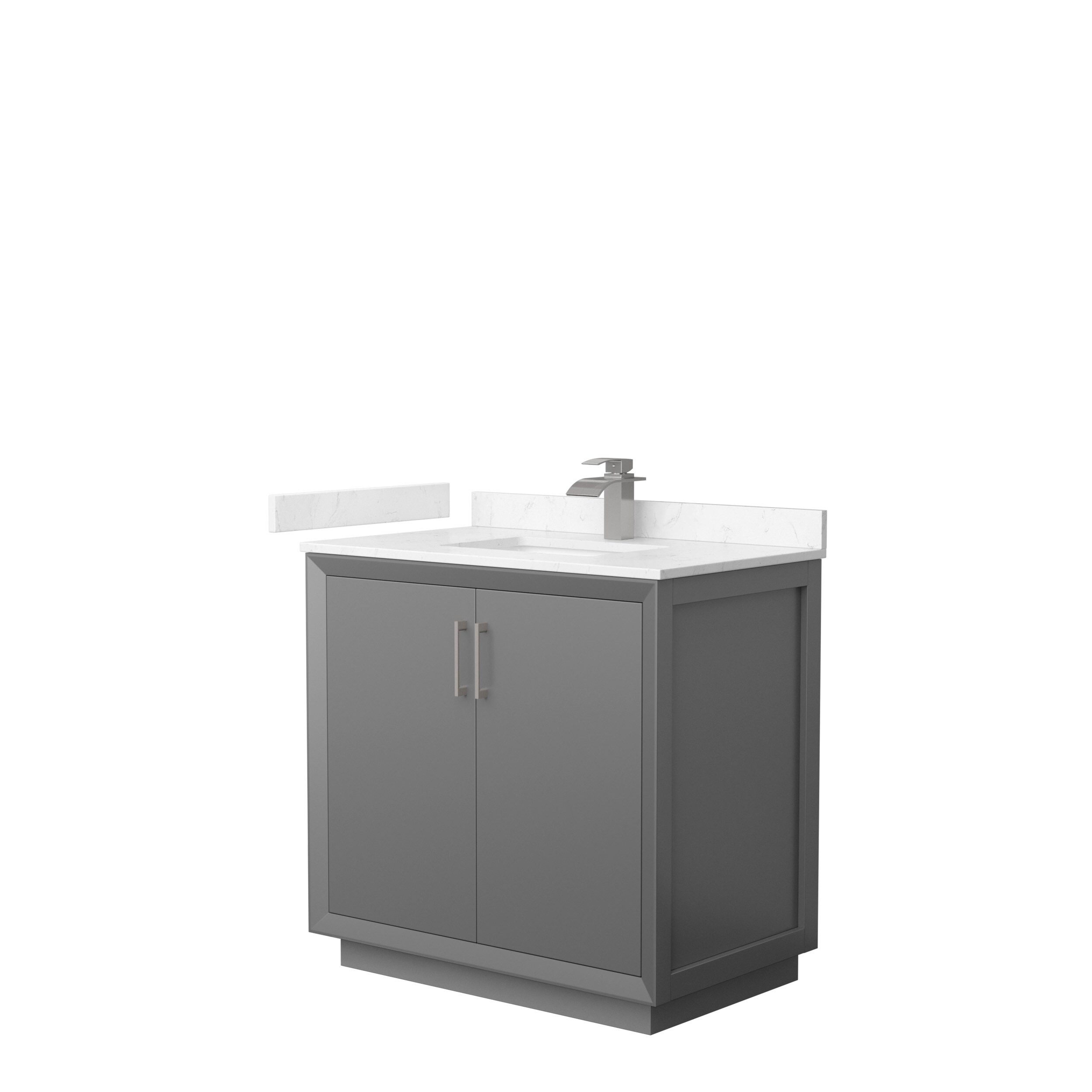 Wyndham Collection WCF414136SKGC2UNSMXX Strada 36-in Dark Gray with Brushed Nickel Trim Undermount Single Sink Bathroom Vanity with Carrara Cultured Marble Top