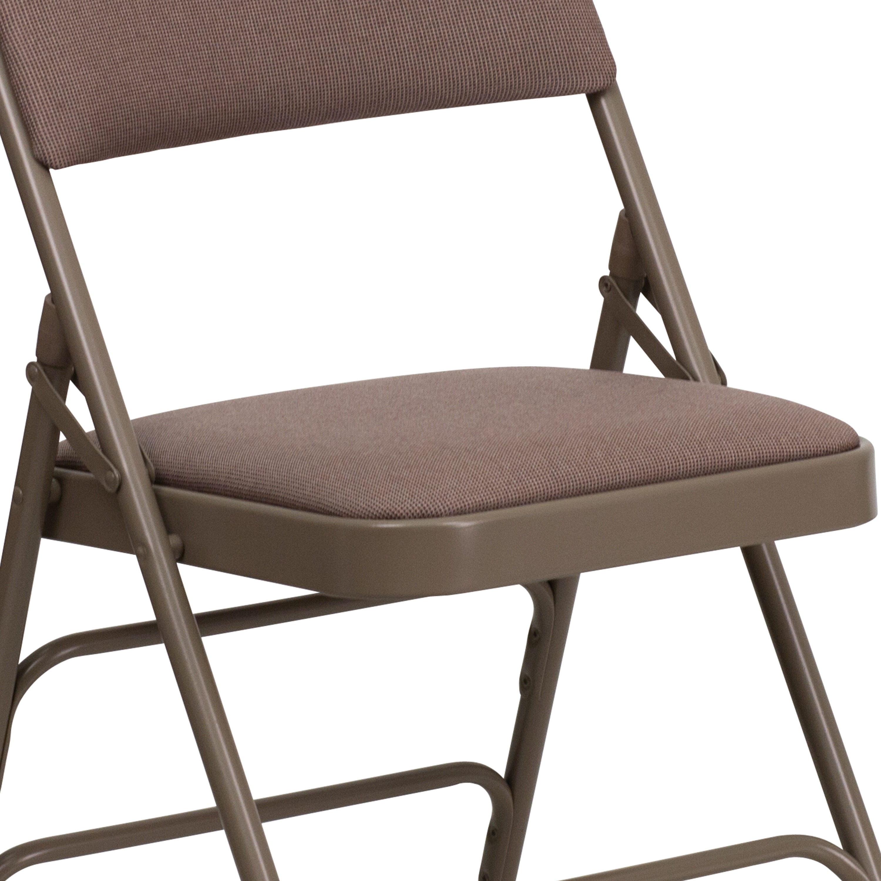 Hercules Curved Triple Braced Beige Fabric Folding Reception Chair