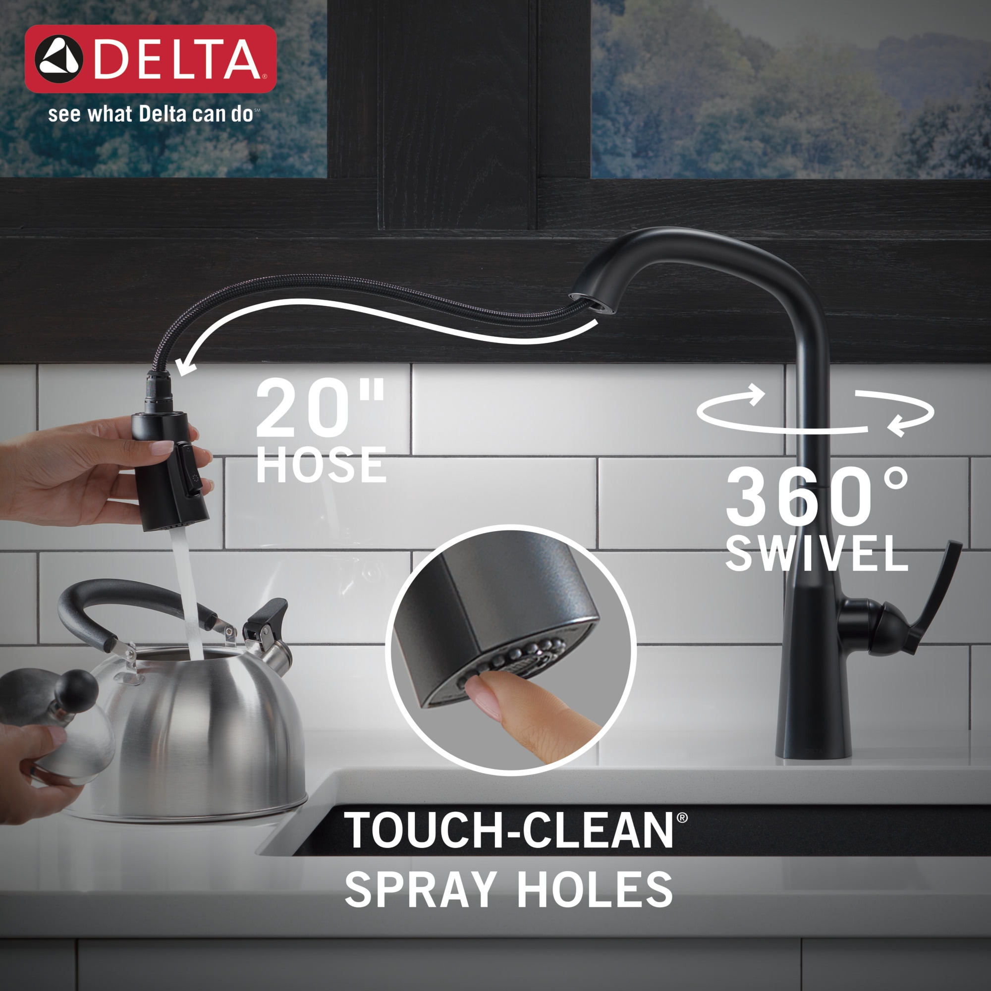 Delta Stryke Matte Black Single Handle Pull-down Kitchen Faucet with ...