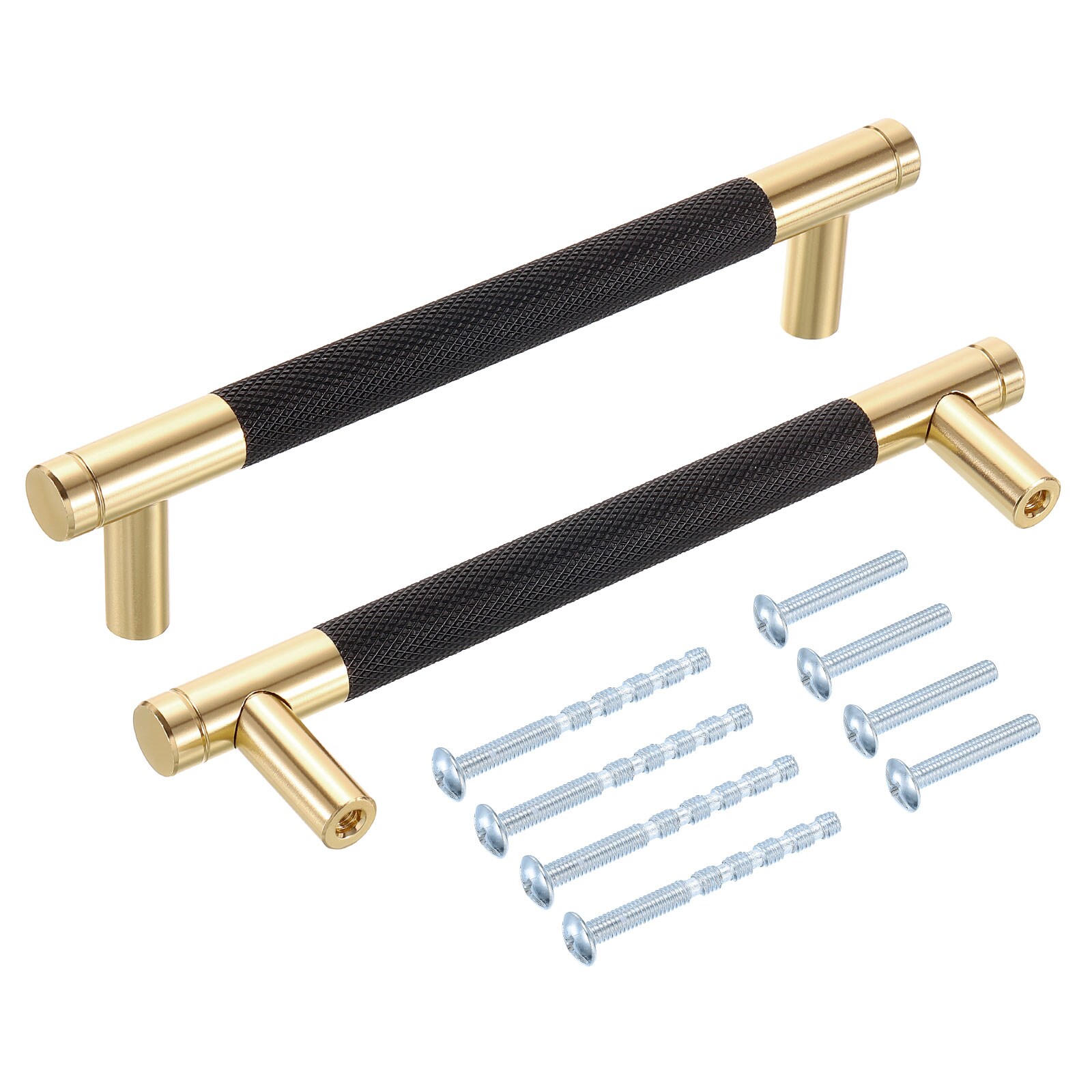 Unique Bargains - Cabinet Handles 8pcs 5 Inch - Aluminum Alloy Knurled Pulls Champagne Gold Cupb...