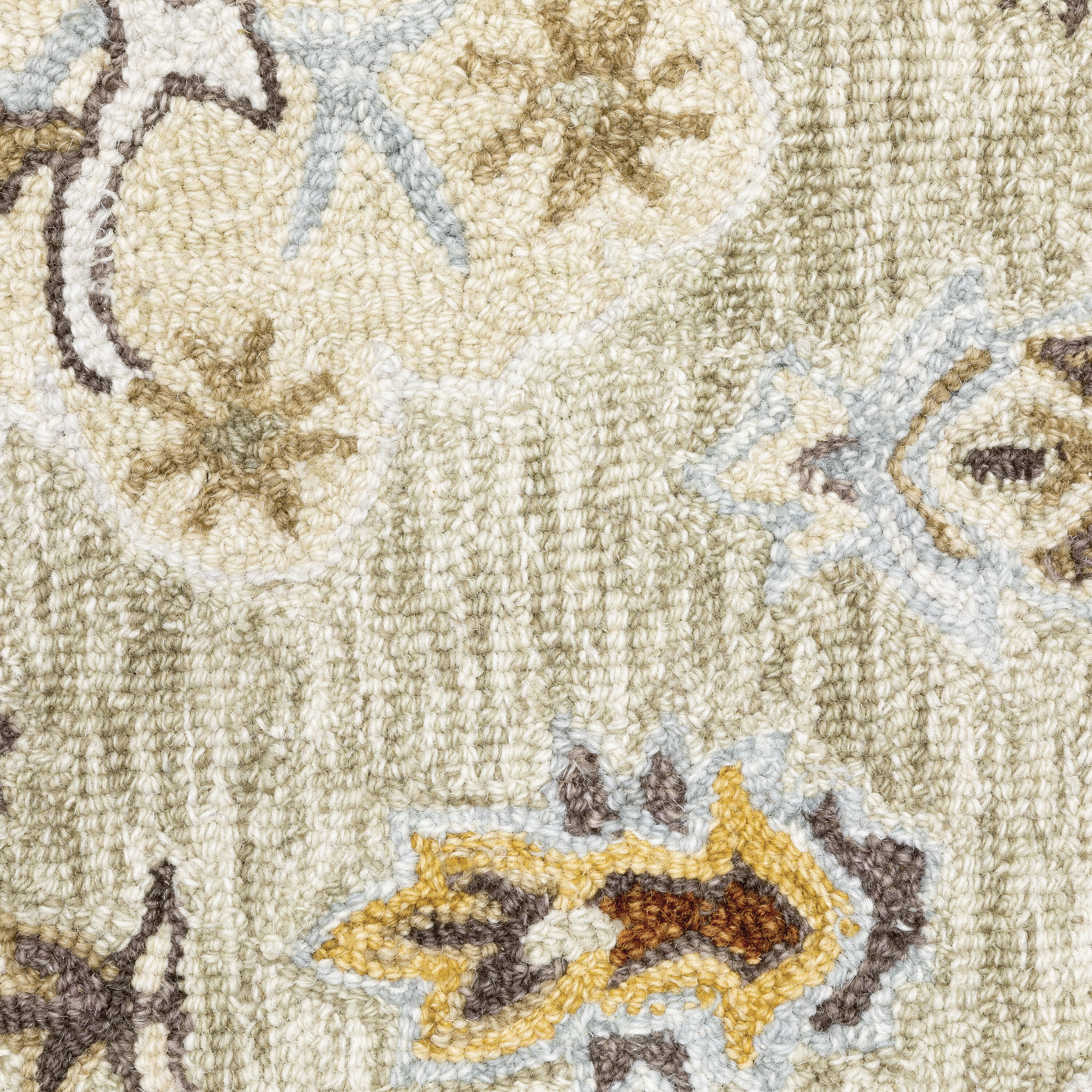 Handmade Brown and White Wool Medallion Rug, 5' x 8'