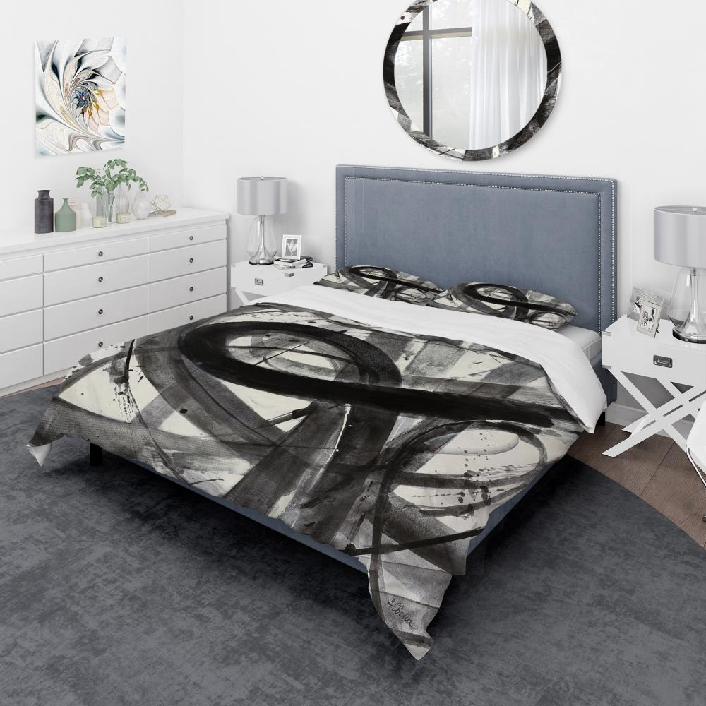 Designart BED30275-Q 3-Piece Black Queen Duvet Cover Set