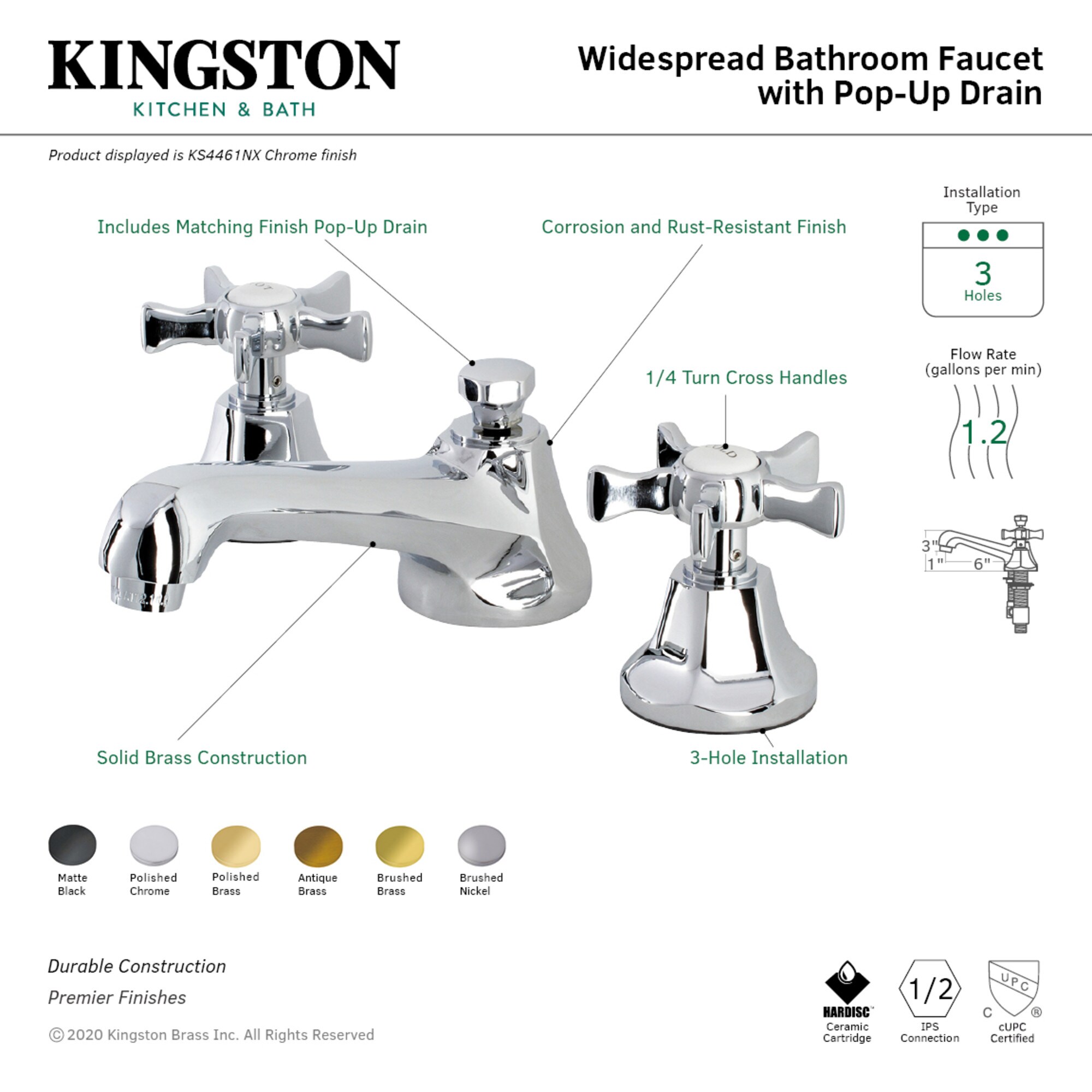 Kingston Brass WLKS4461NX Lavatory-Faucets - View #3