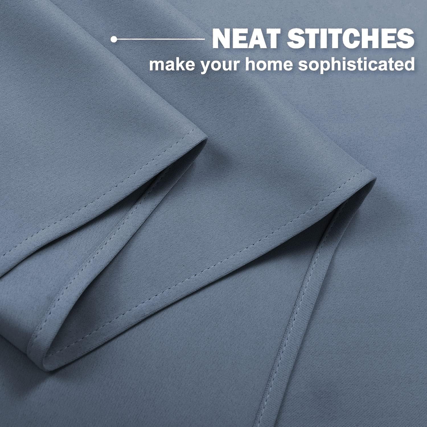 NICETOWN Dusty Blue Kitchen Short Blackout Curtains Grommet Inches Long ...
