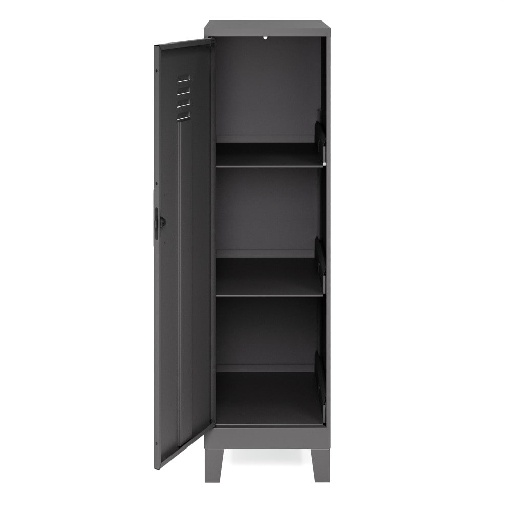 Black 42.5" High Metal Storage Locker Cabinet with 3 Shelves