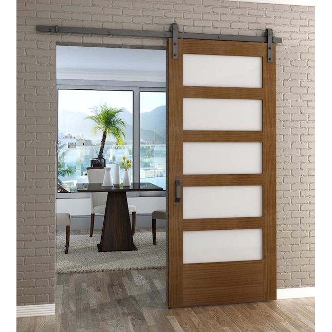 Frameport 36-in x 84-in Espresso Stained Pine Wood Single Barn Door (Hardware Included) Frameport 36-in x 84-in Espresso Stained Pine Wood Single Barn Door (Hardware Included)