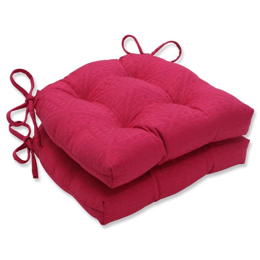 Pillow Perfect 640235 Paragon Raspberry 15.5-in x 14.5-in 2-Piece Pink Patio Chair Cushion