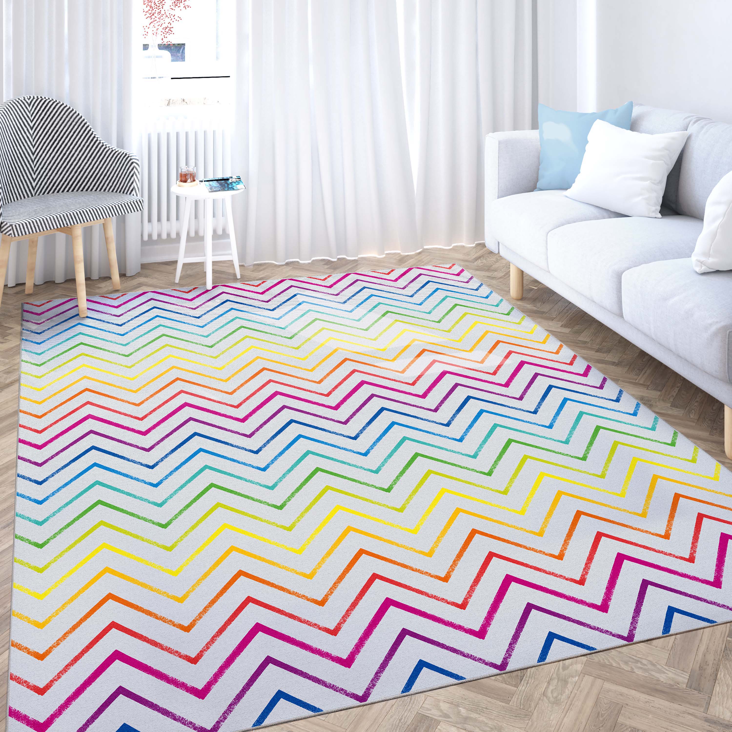 Well Woven CRA-08A-7 Crayola 8 x 10 (ft) Loomed Polyester Multicolor Rectangular Indoor Abstract Mid-Century Modern Area rug