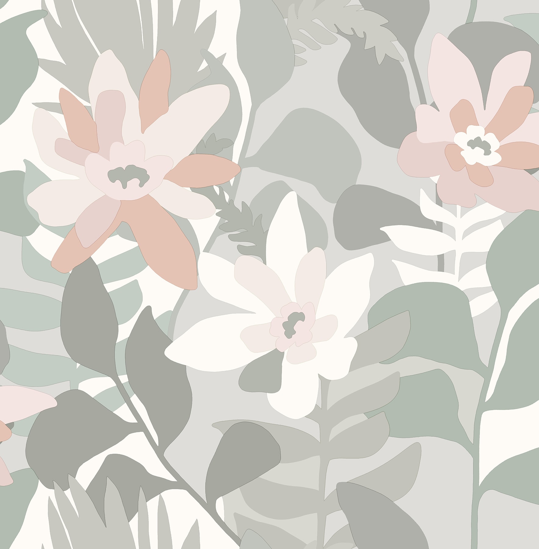 A-Street Prints 4014-26454 Seychelles 56.4-Sq. Feet Grey Non-woven Ivy/Vines Unpasted Wallpaper