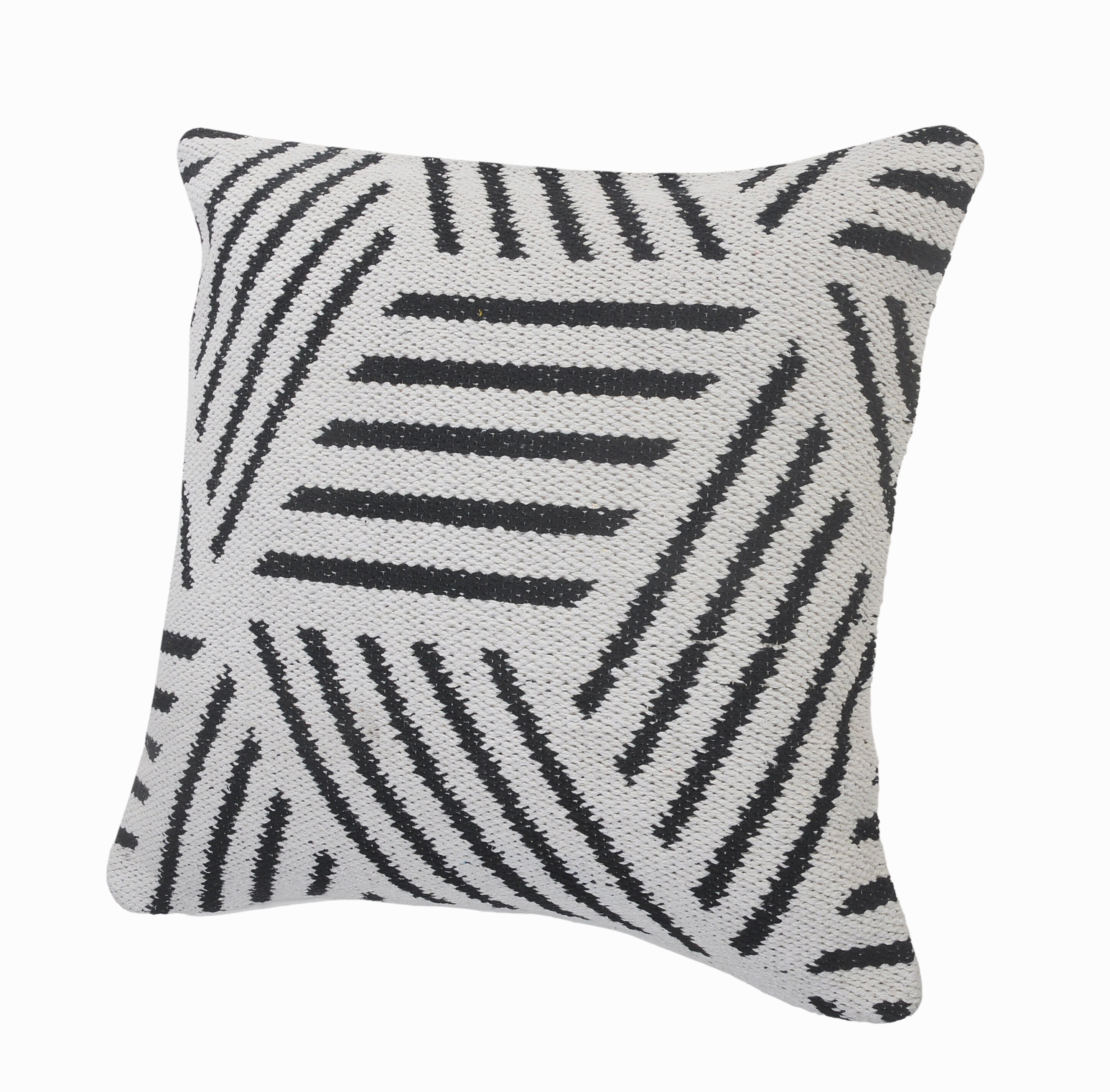 Black and White Geometric Cotton Square Pillow, 20 in