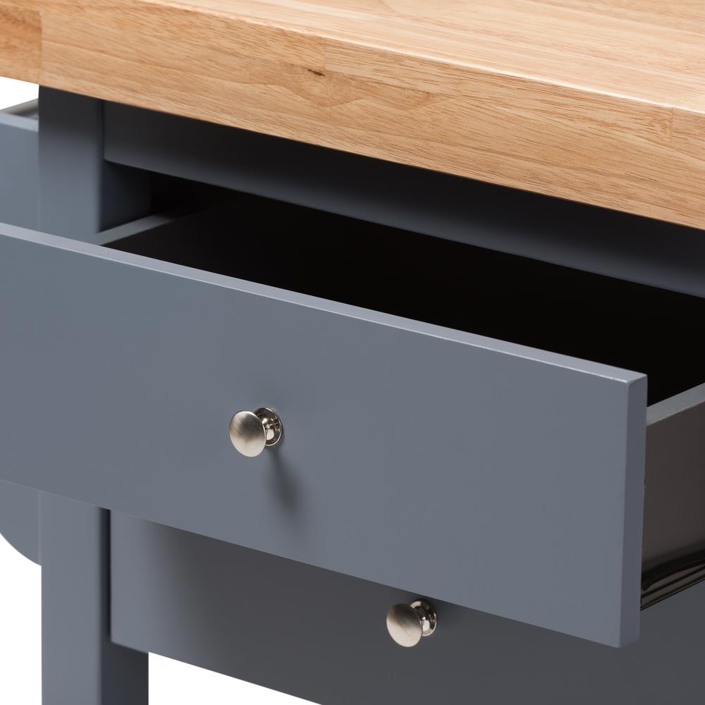 Baxton Studio Gray Wood Base with Composite Wood Top Rolling