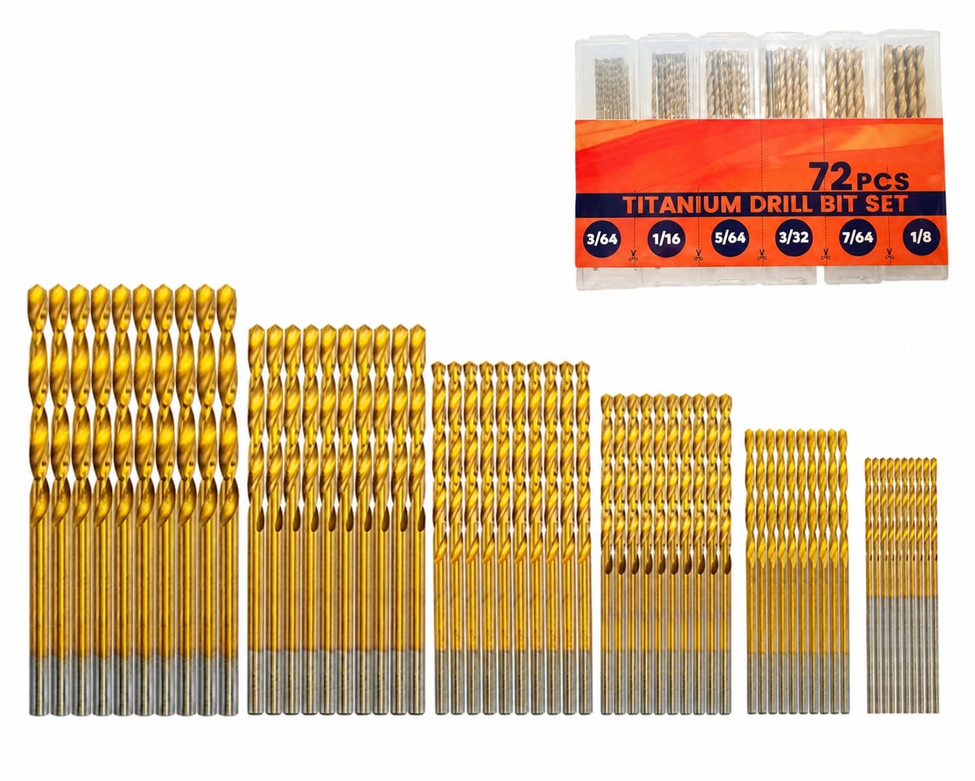 Etokfoks Titanium Alloy Drill Bit Set 72 Piece for Metal Plastic and Wood Small High Speed Steel Micro Bits #LETXWQ73A