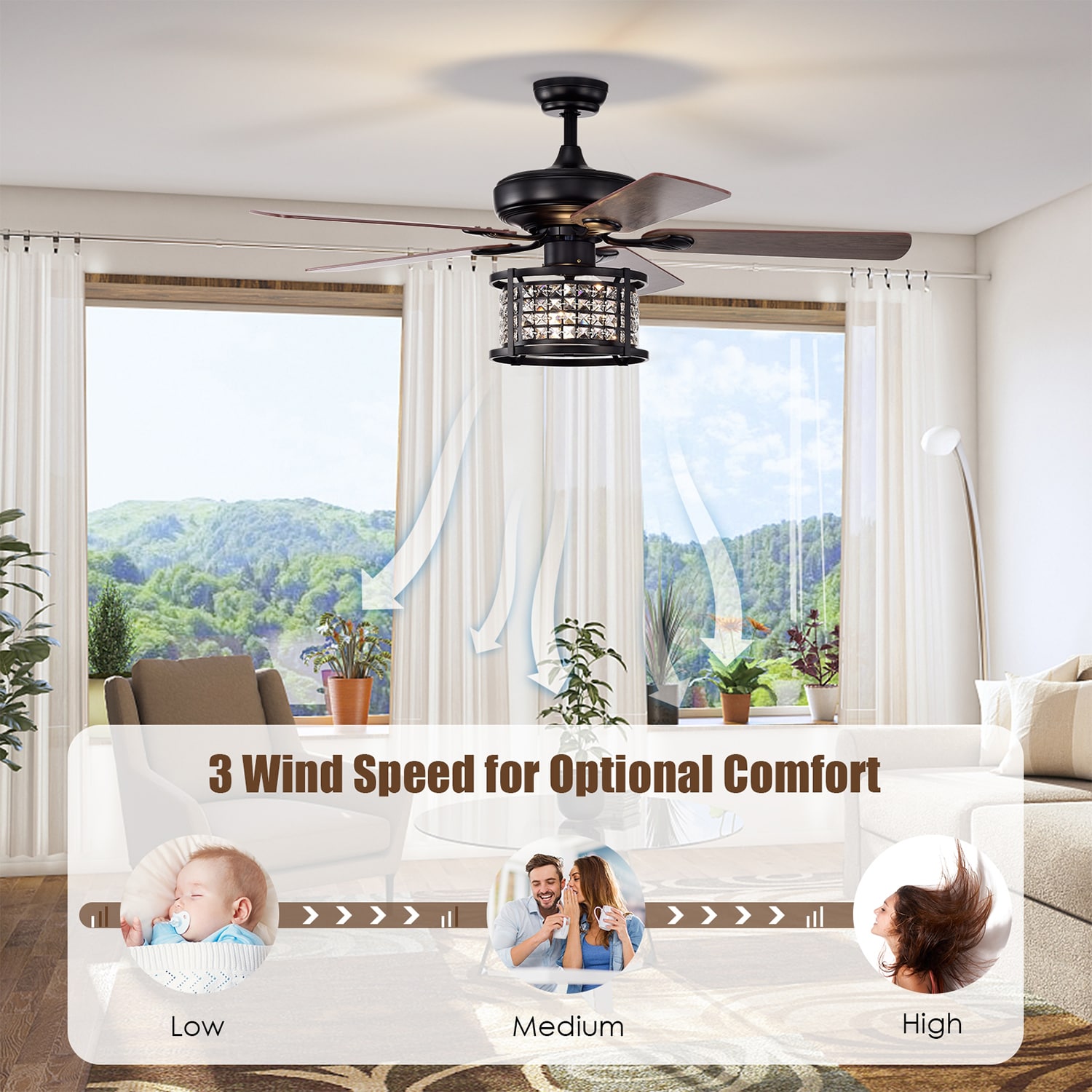 WELLFOR CHY-CF052USBK Ceiling-Fans - View #4