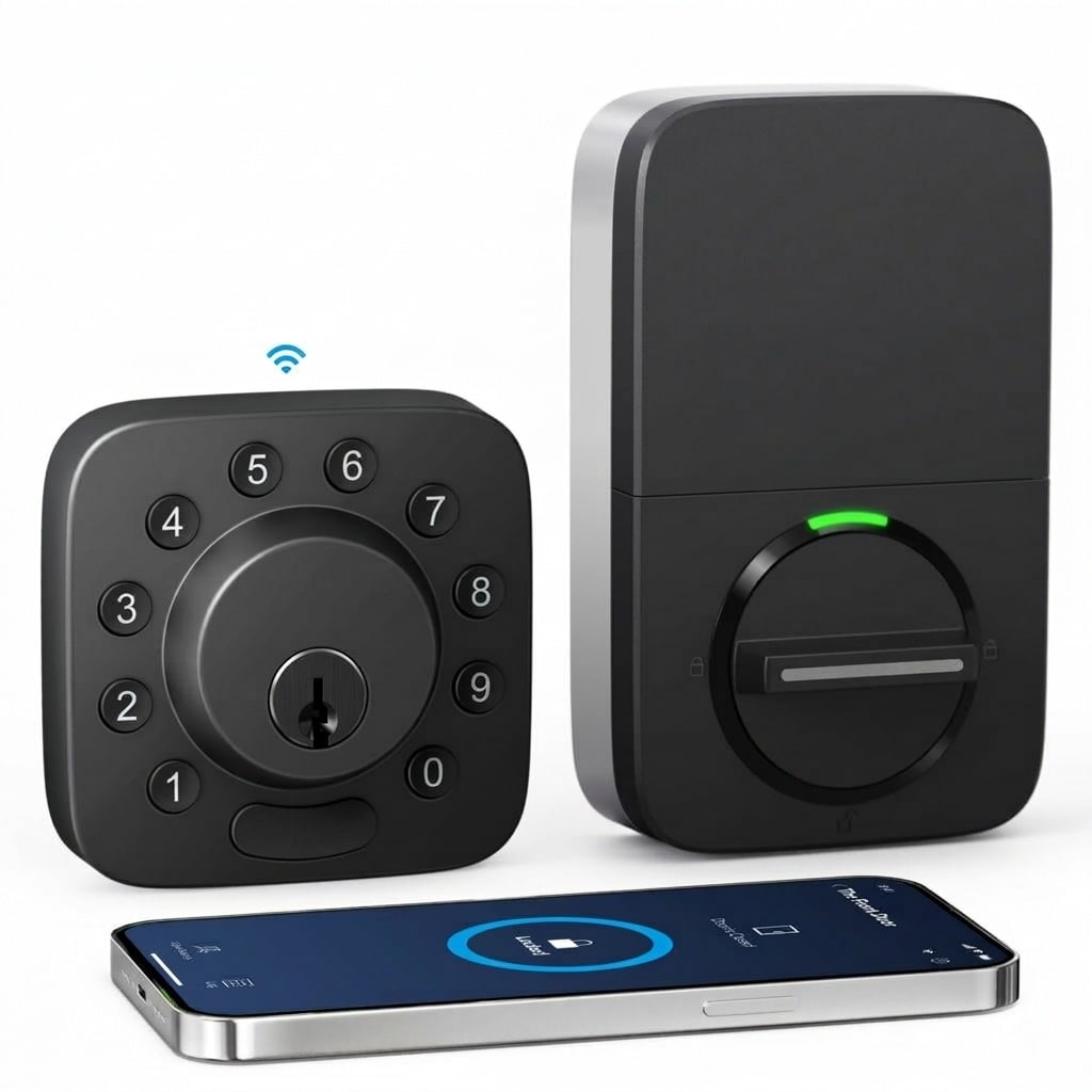 Adrinfly WiFi Smart Deadbolt Door Sensor Keypad Remote Control Auto Lock Works with Alexa Google SmartThings Fits 138 to 175 in Doors 1 Piece #LAD0509M46