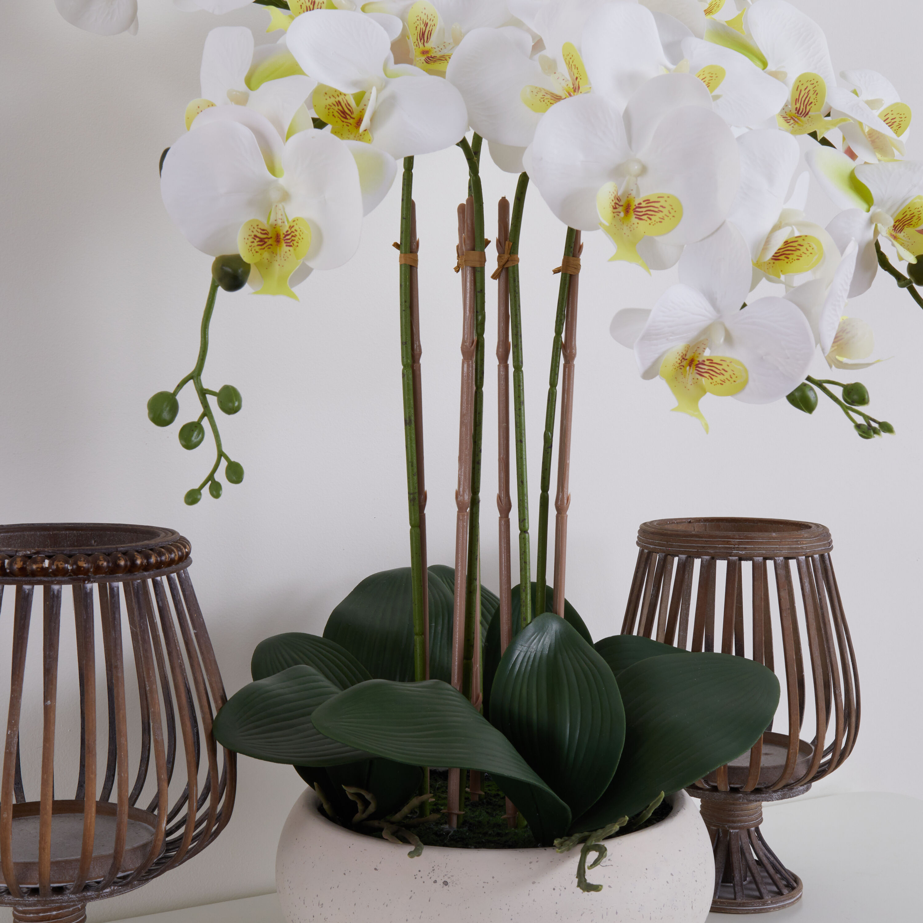 allen + roth 23-in White Indoor Orchid Artificial Plant in the