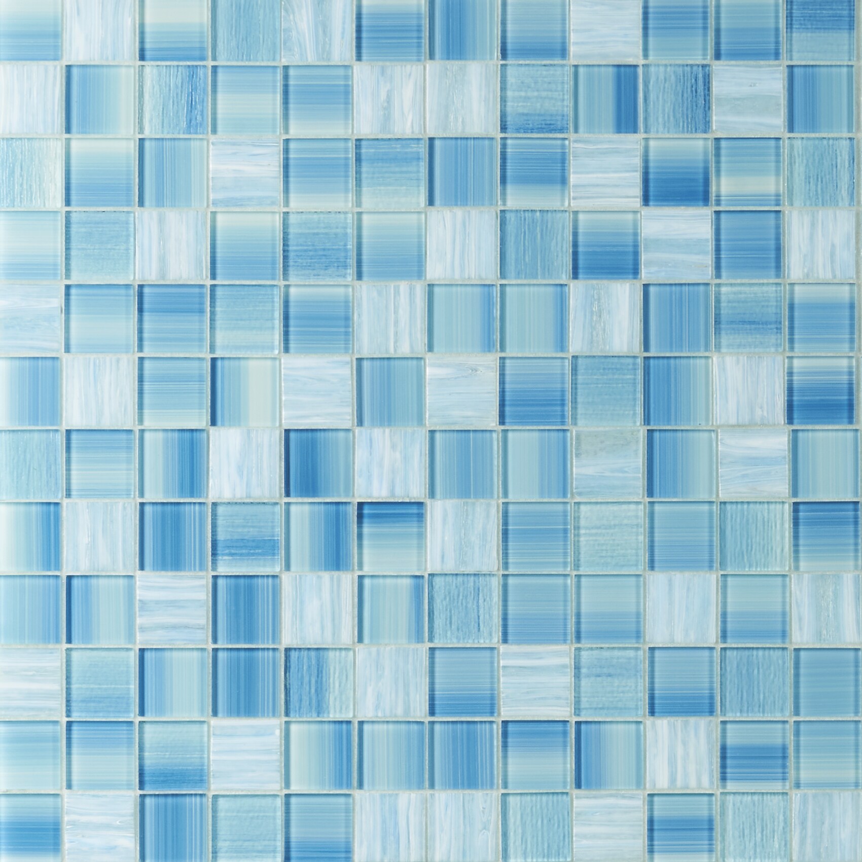 Toluca Teal Polished Glass Mosaic Tile 12'' x 12''