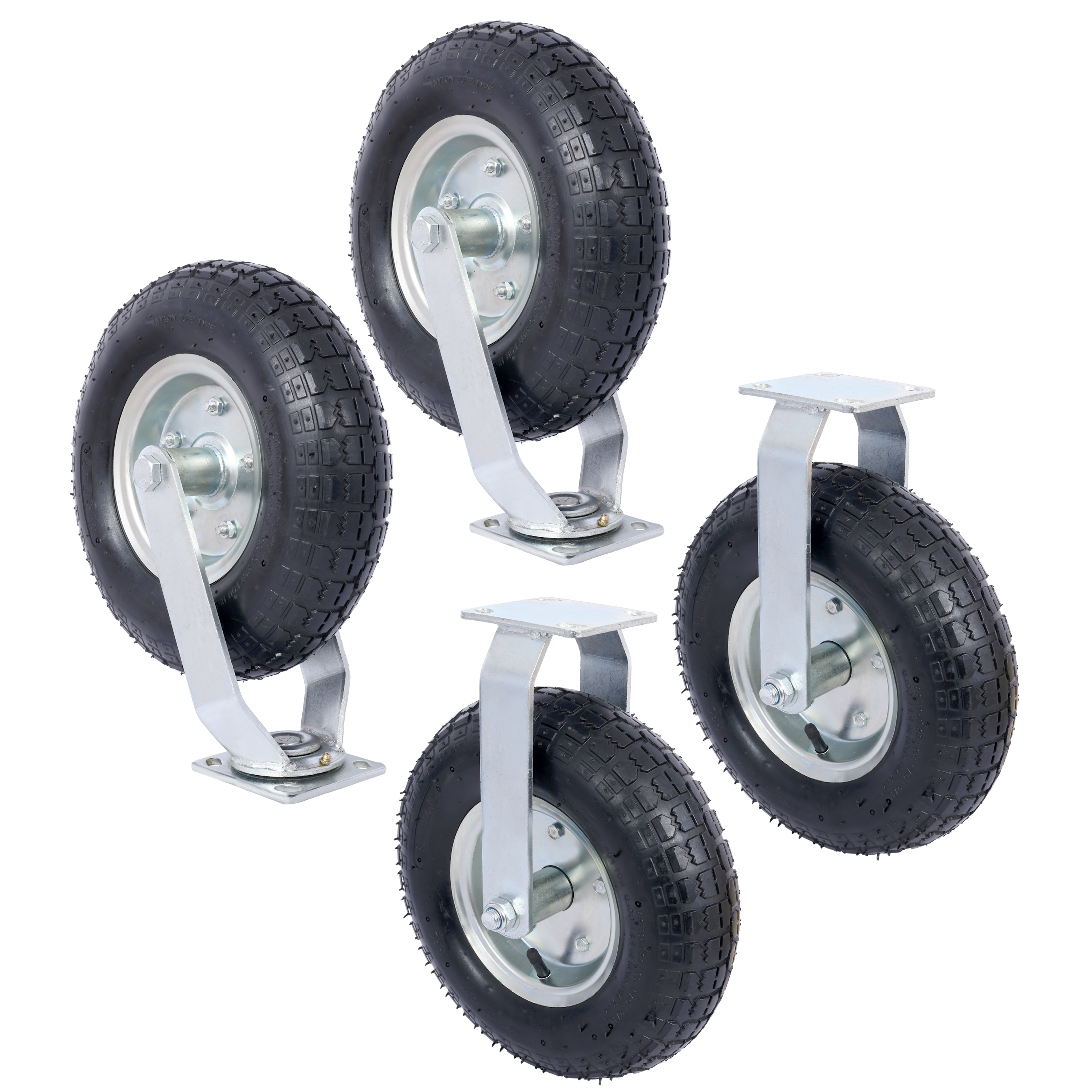 Kahomvis 2PCS SWIVEL+2PCS RIGID 10-in Rubber Swivel Caster #GH-QP214-469