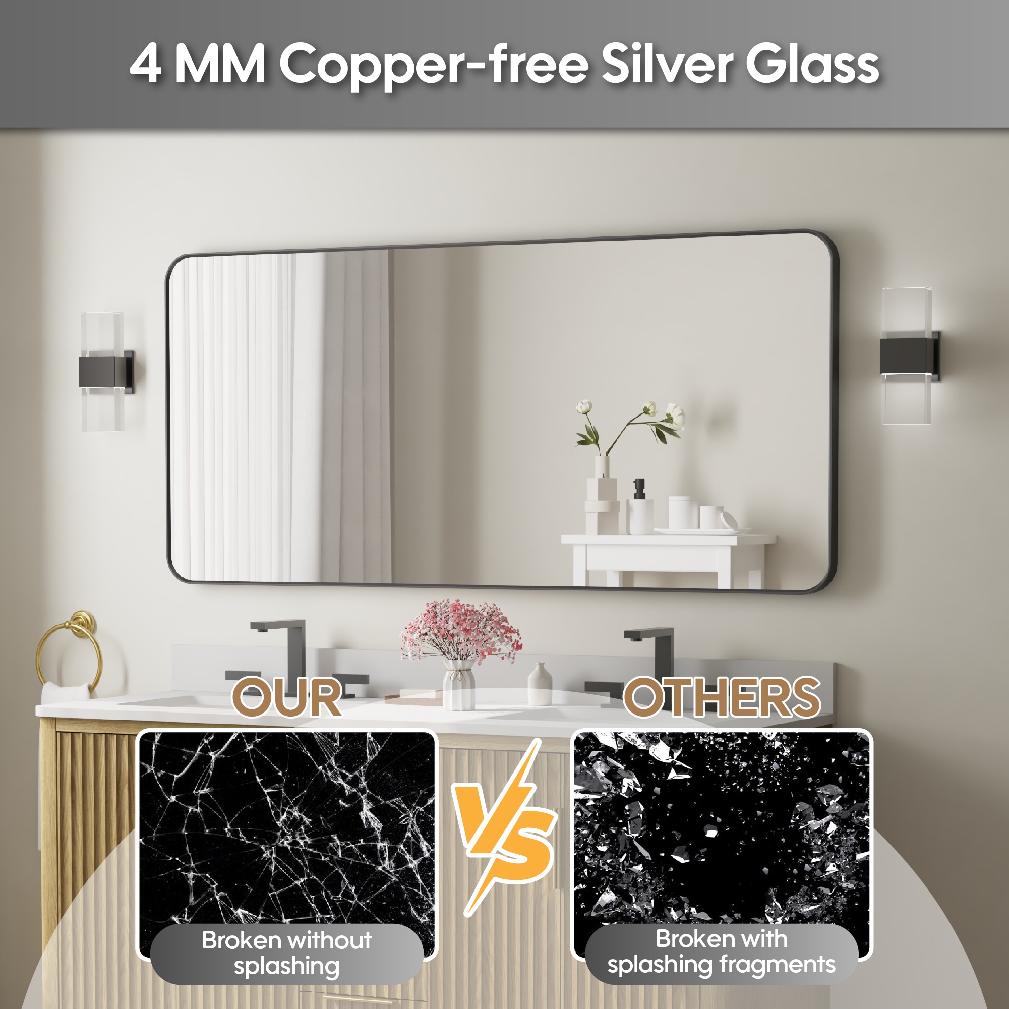 WELLFOR F1MR6028MB Framed-Bath-Mirrors - View #4