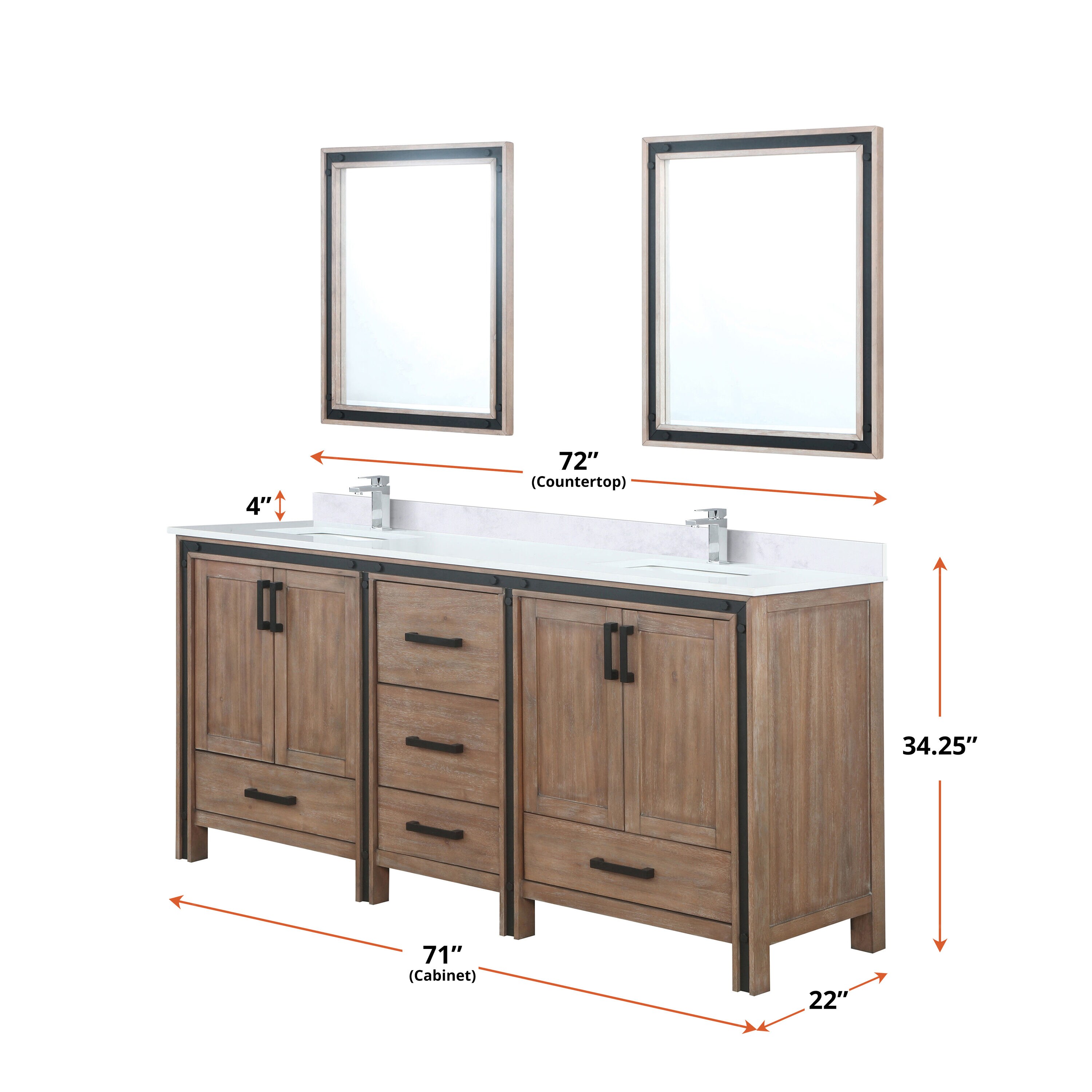 Rustic Barnwood 72" Double Vanity with Cultured Marble Top
