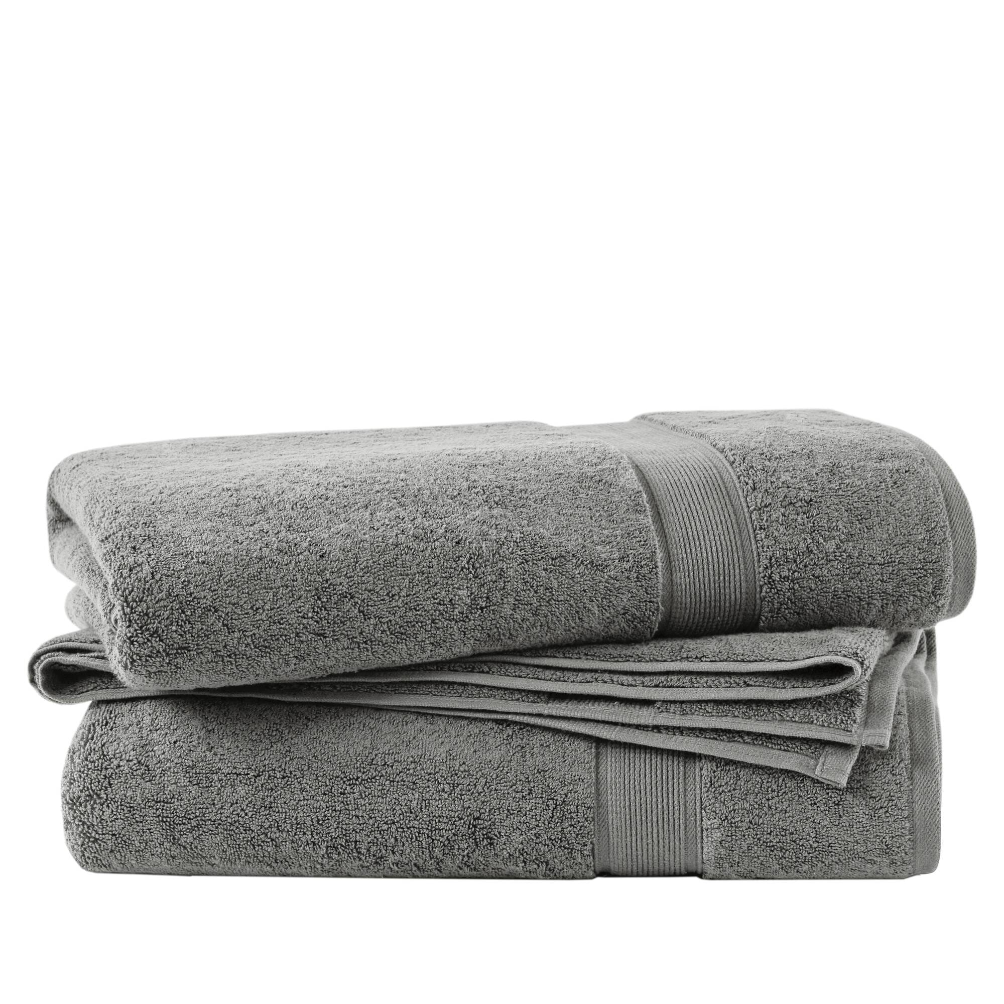 Madison Park Signature MPS73-430 2-Piece Grey Cotton Quick Dry Bath Sheet
