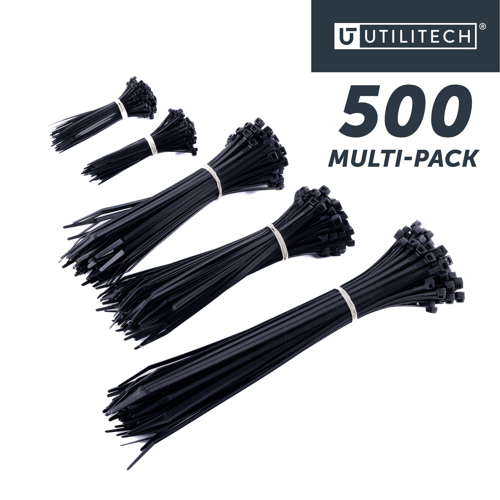 Utilitech Multiple Sizes Nylon Zip Ties Multiple Colors/Finishes (500-Pack)  in the Cable Zip Ties department at