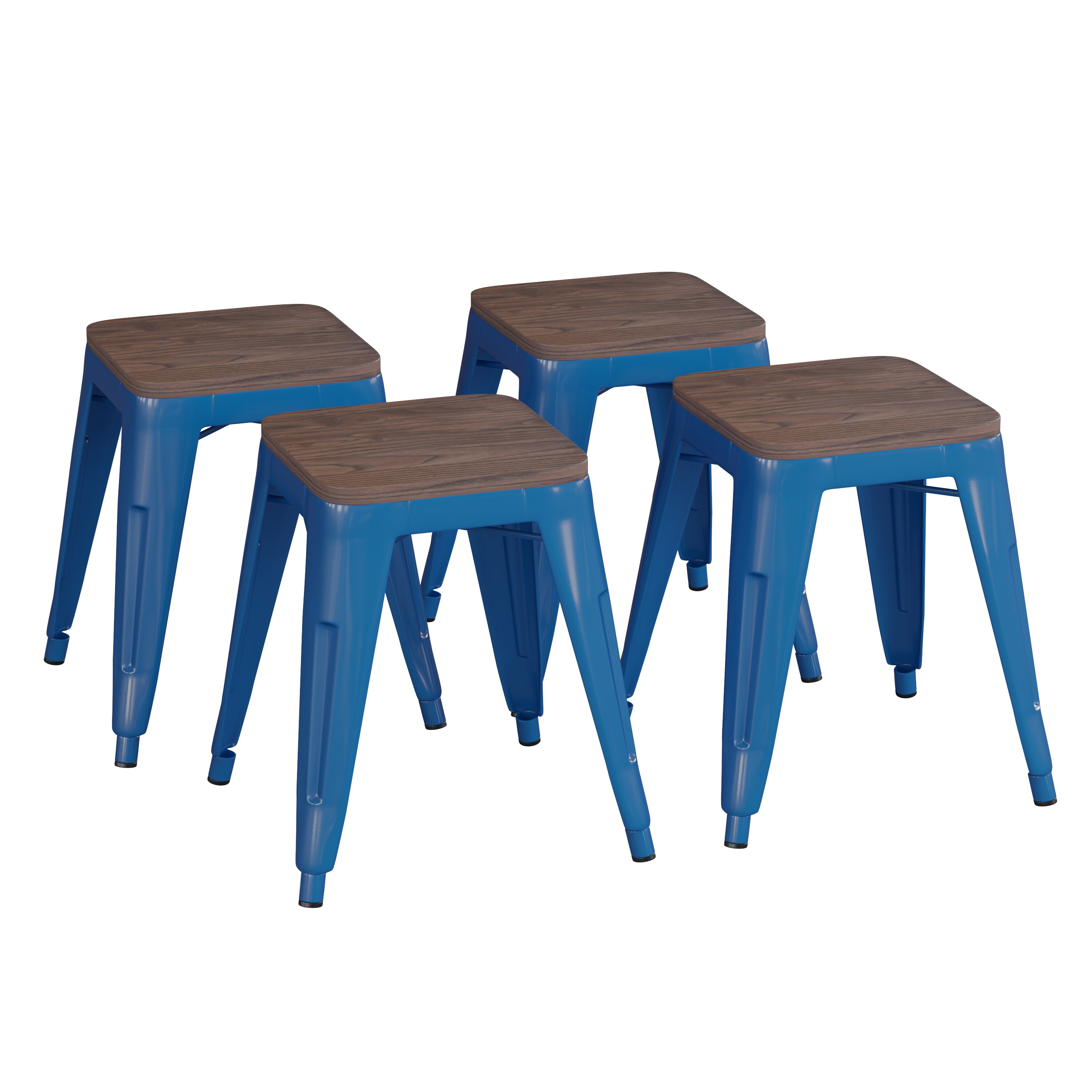 Flash Furniture 840196337487 Kai Royal Blue 18-in H Small Stackable Metal Backless Bar Stool