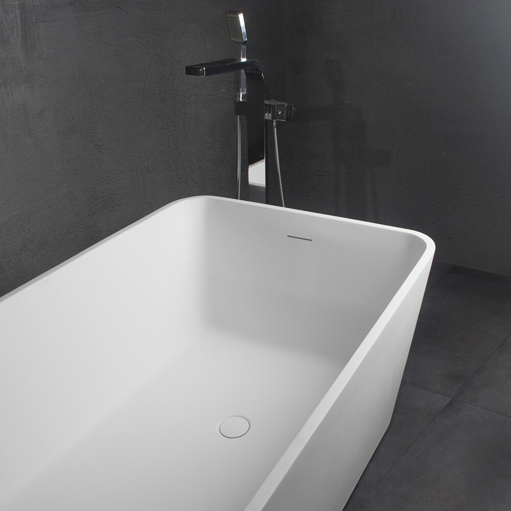 59'' x 30'' Matte White Solid Surface Freestanding Bathtub