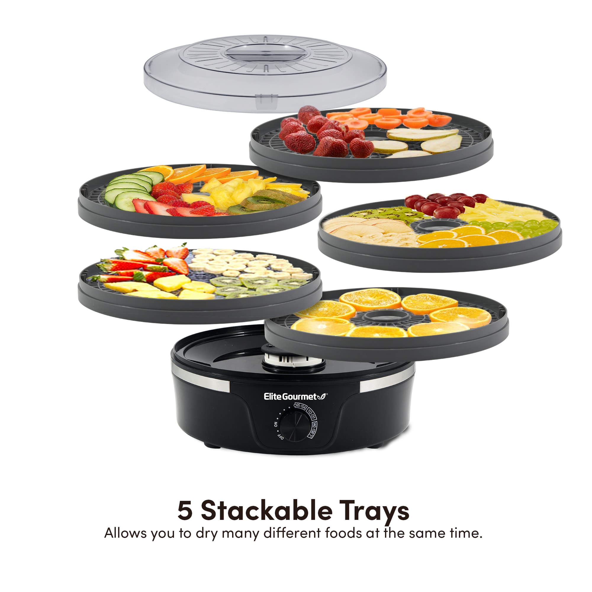 Chefman 5-Tray Adjustable Food Dehydrator, Black 