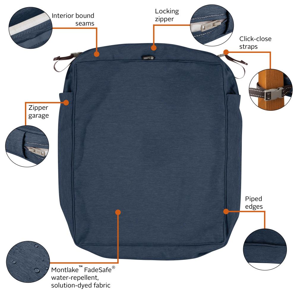 Classic Accessories Montlake Water-Resistant 23 x 25 x 5 inch Patio Seat Cushion Heather Grey