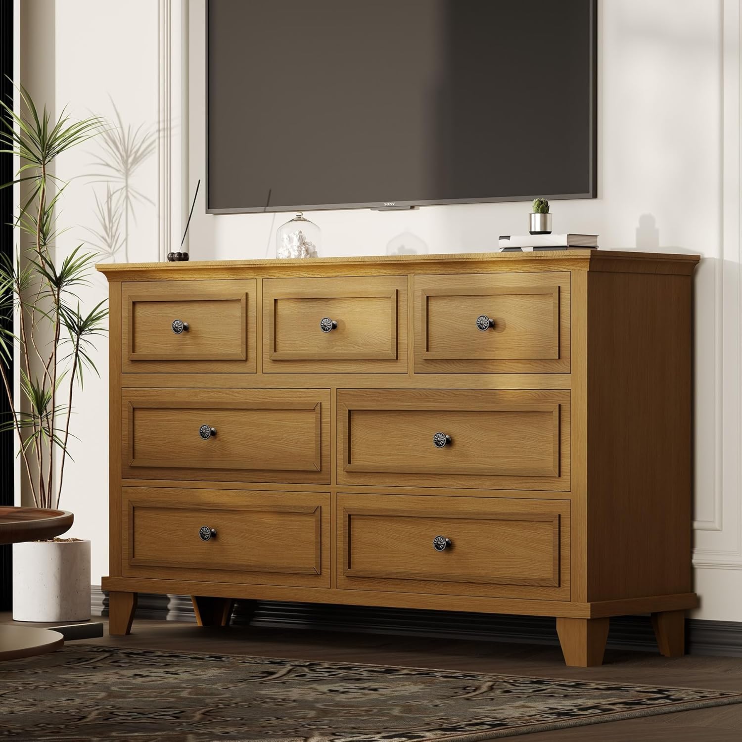 Garvee Brown Large Wood Storage Chest With Seven Drawers Dresser in the  Dressers department at Lowes.com