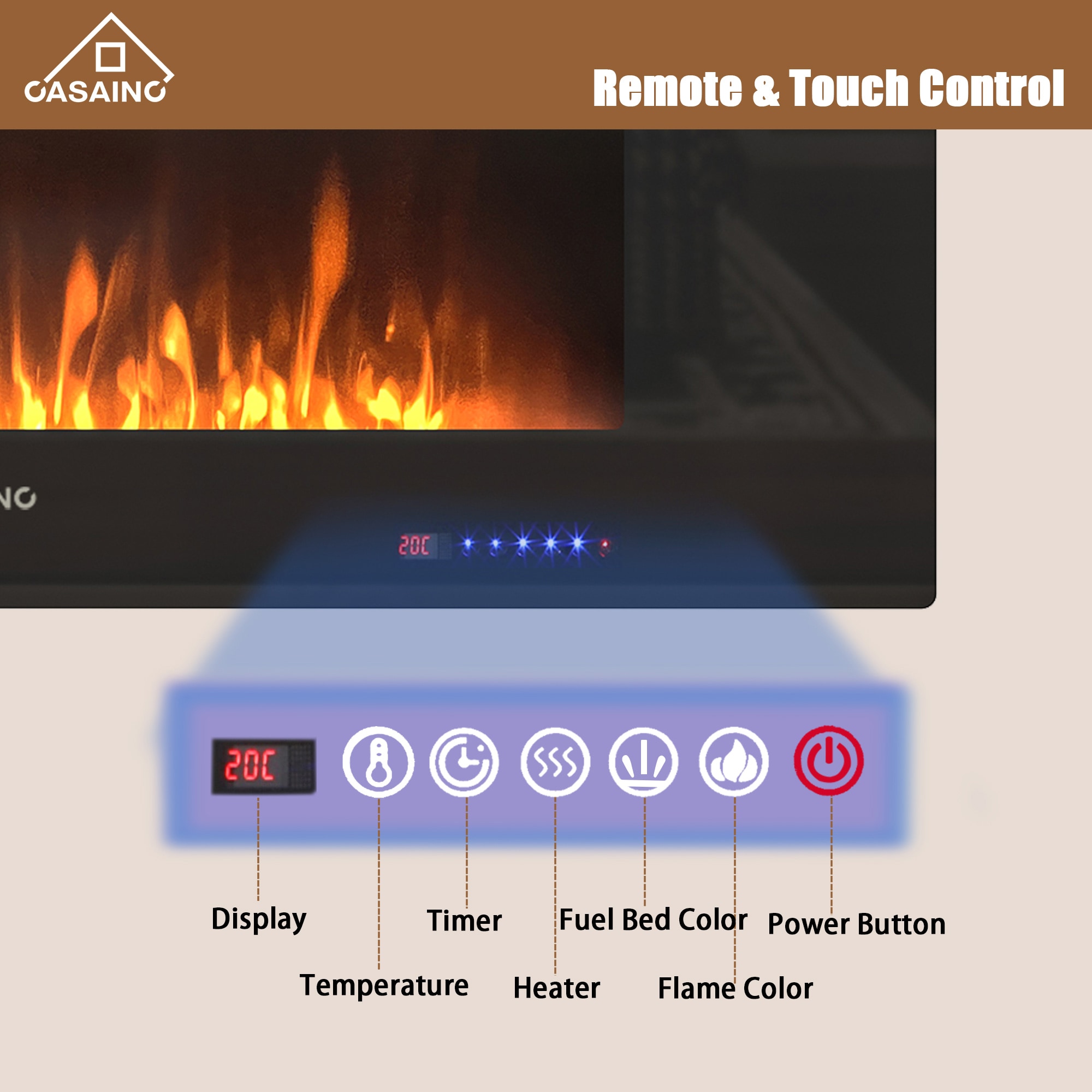 CASAINC 42.01-in W Black LED Wall-mount Electric Fireplace with Remote ...