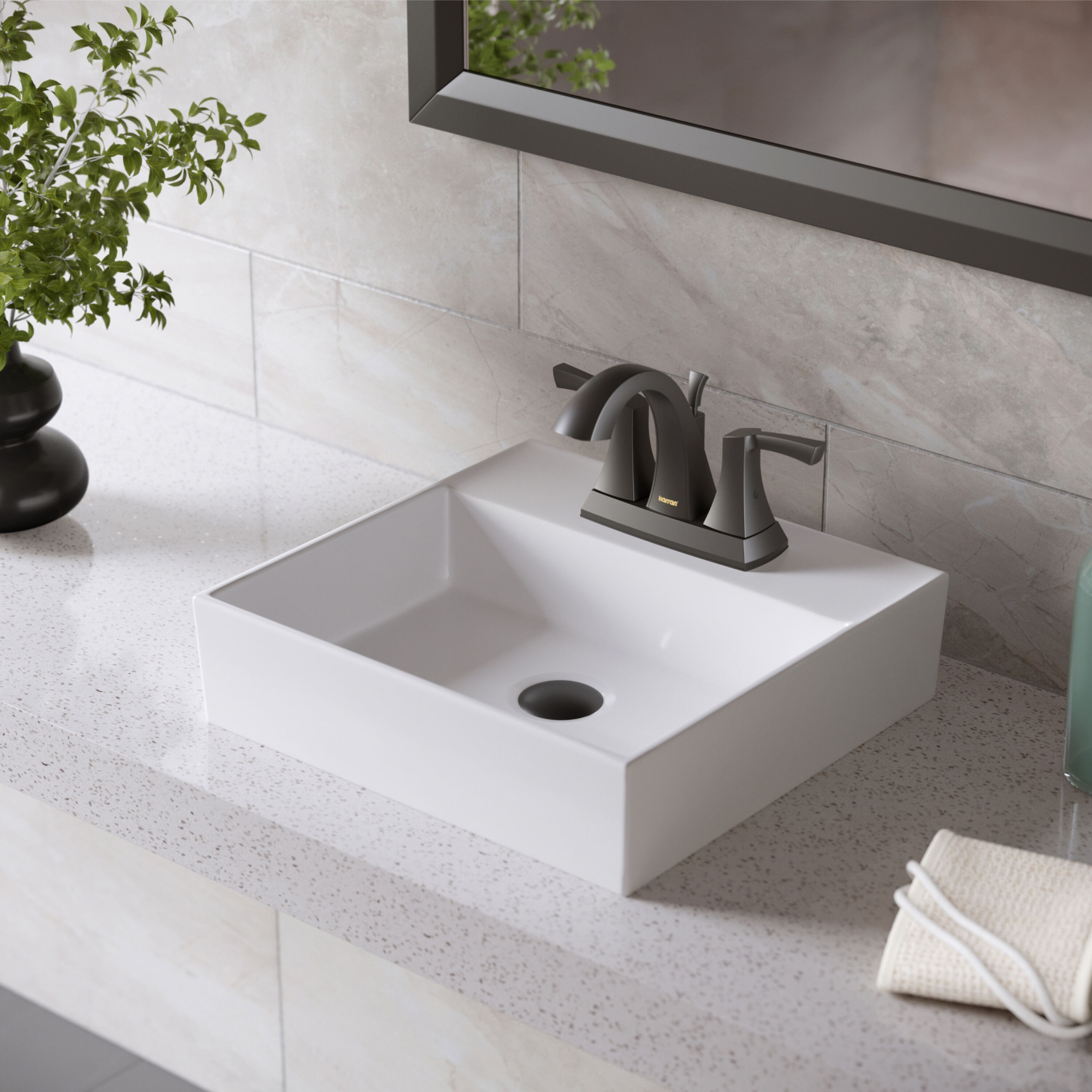 Matte Black Brass 2-Handle Centerset Bathroom Faucet
