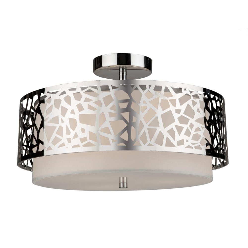 ARTCRAFT AC11066CH Bayview 3-Light 16-in Chrome and White Flush Mount Light